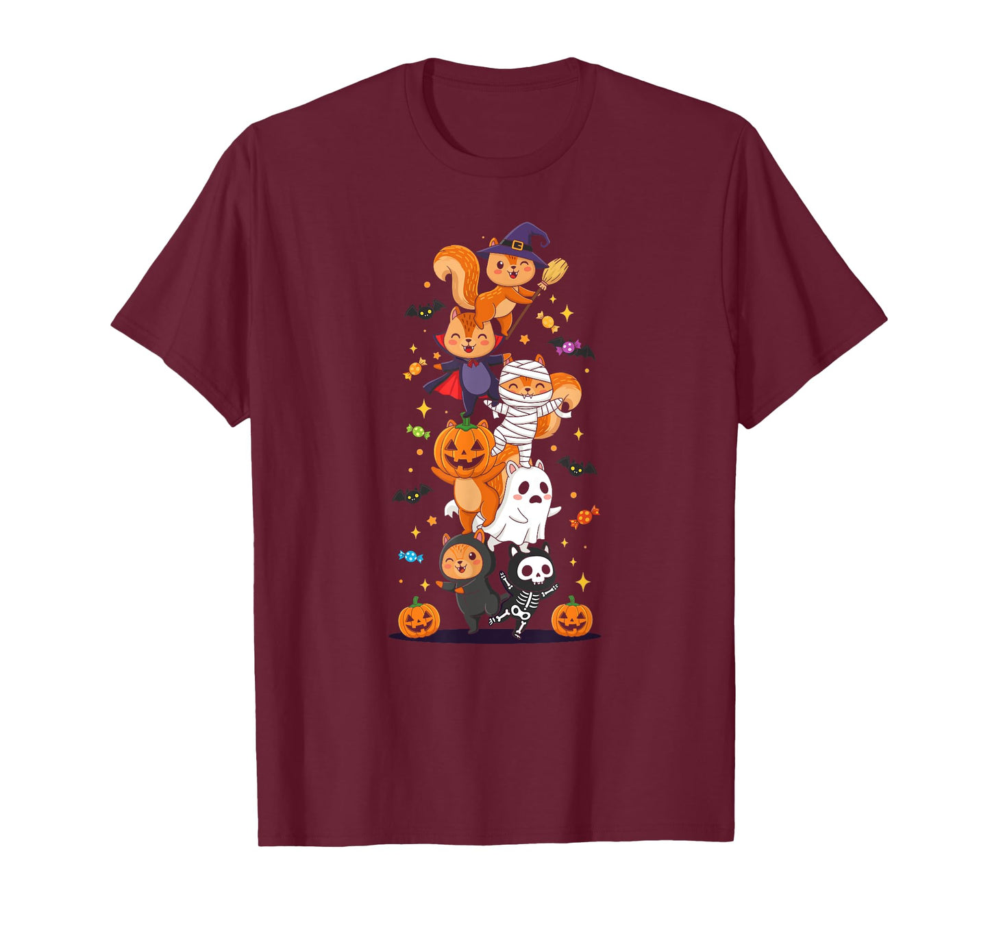 Squirrel Witch Vampire Ghost Halloween Kids Mens Womens T-Shirt