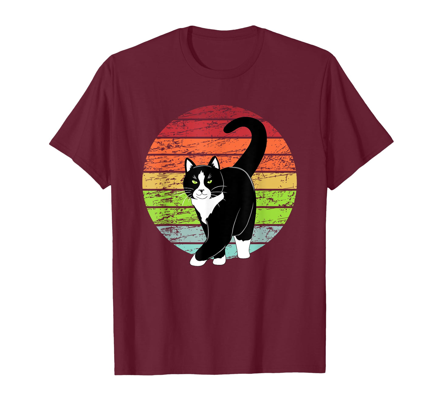 Retro Black Tuxedo Cat Lover Cat Kitty Lover - Green Eyes T-Shirt for Men Women Kids