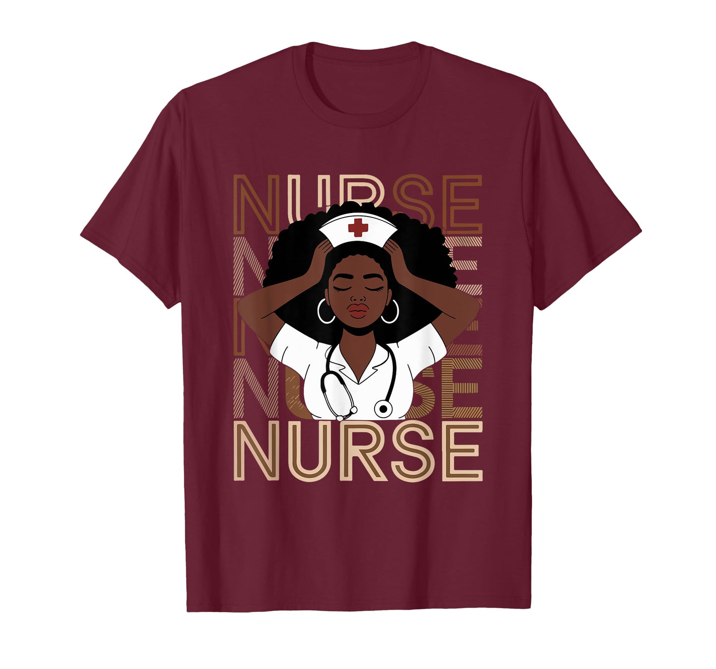 Black Strong Nurse Afro Girl Melanin African American Wowen T-Shirt