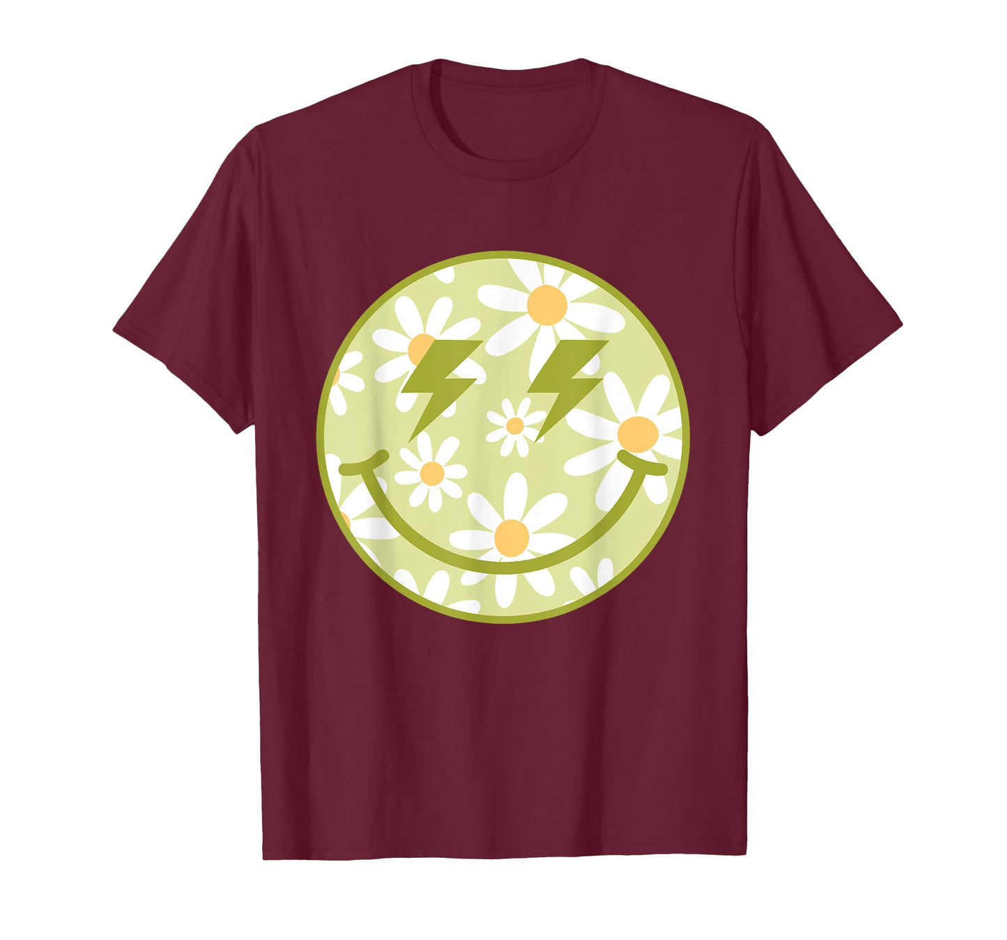 Retro Green Happy Face Checkered Pattern Smile Face Trendy T-Shirt