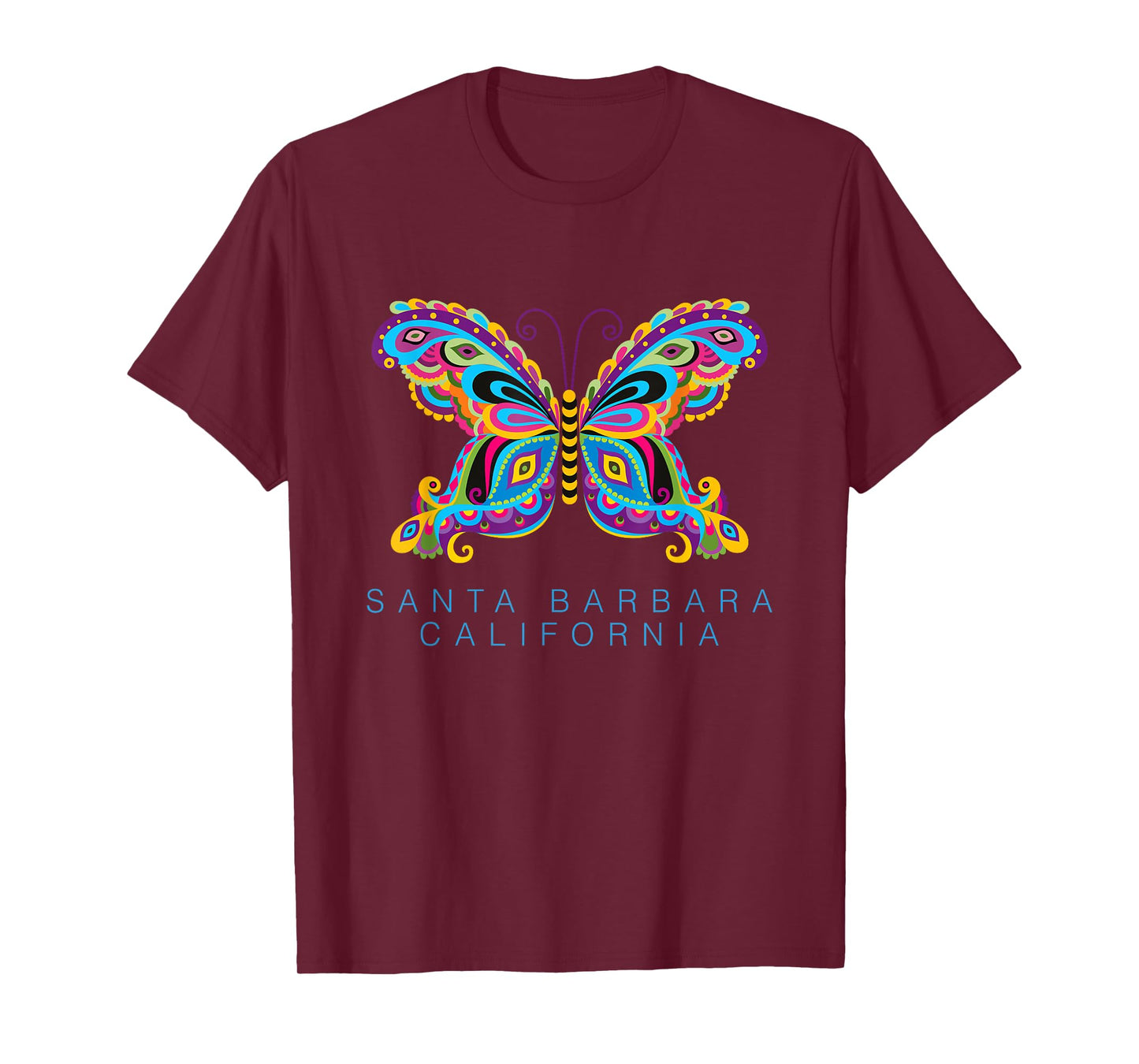 Santa Barbara California Souvenir Butterfly Graphic T-Shirt