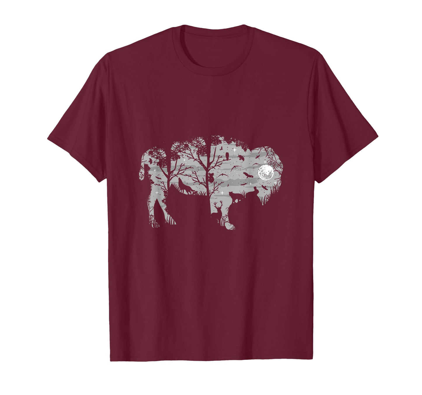 Forest Moon Bison Silhouette Wild Animals American Buffalo T-Shirt