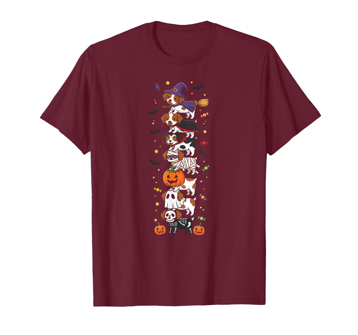 Brittany Spaniel Witch Vampire Ghost Halloween Mens Womens T-Shirt