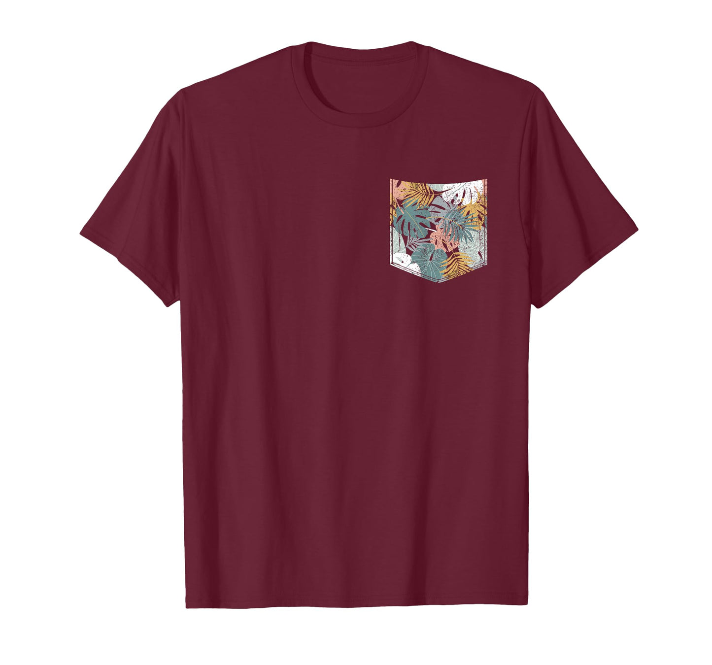 Tropical Monstera Leaves Pattern Pocket Tropical Flower T-Shirt