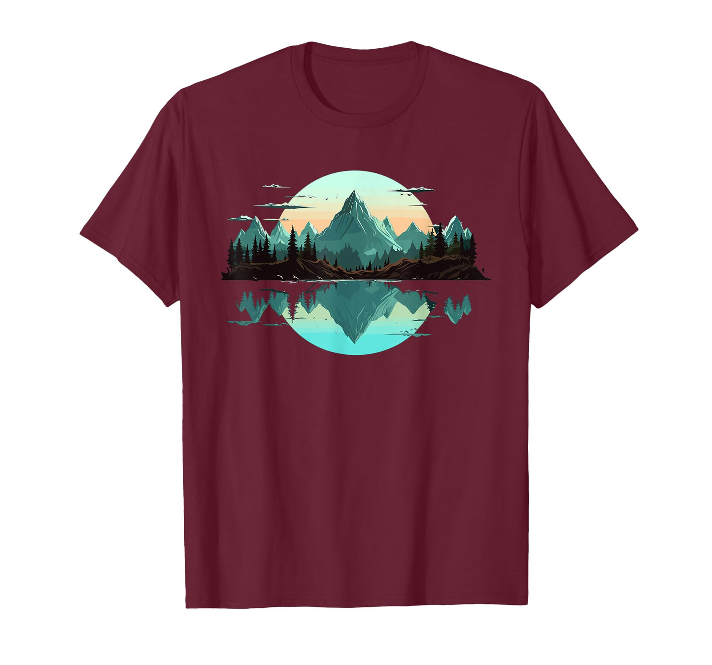Mountain Landscape Reflection Forest Trees Outdoor Wildlife T-Shirt
