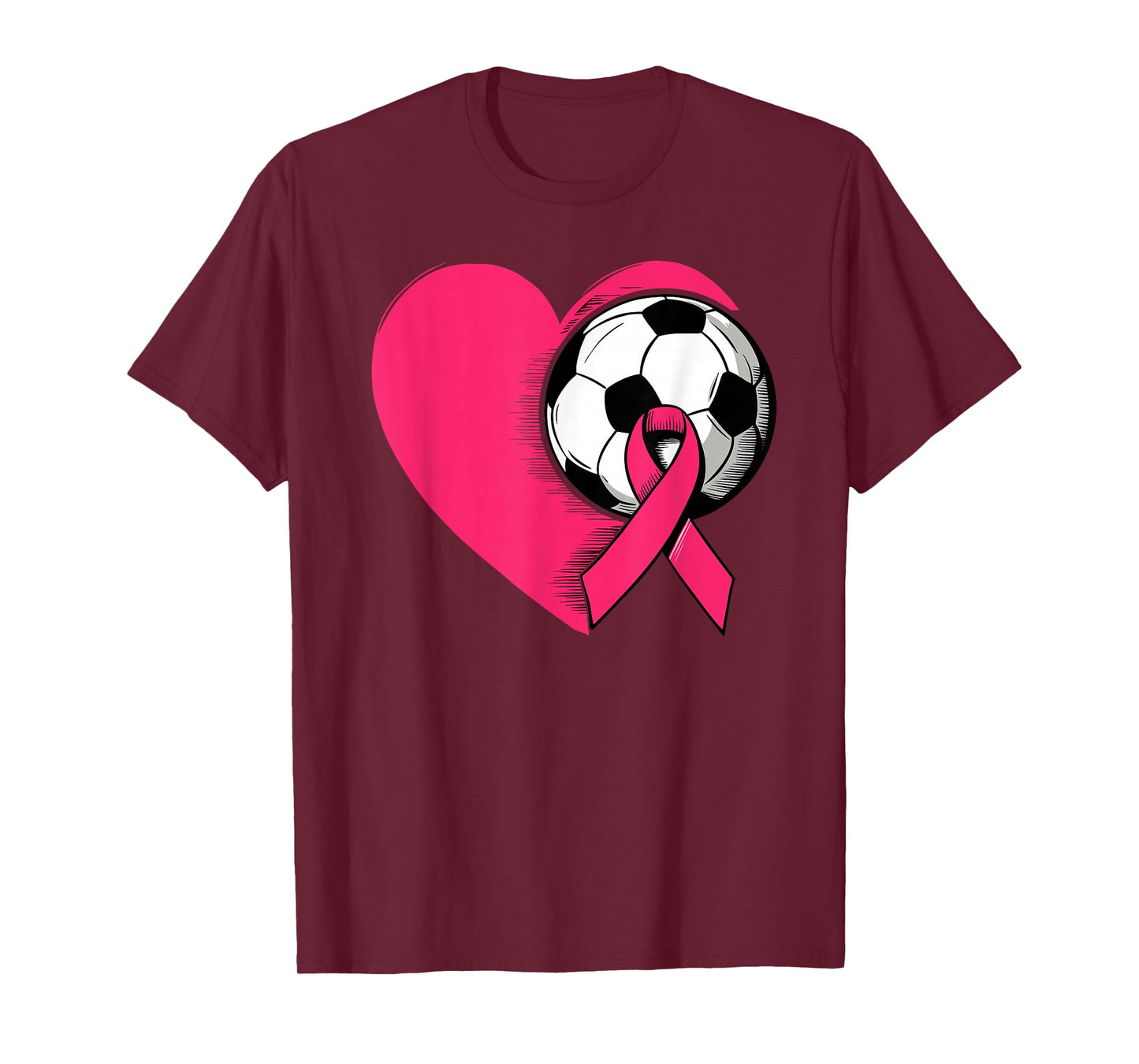 Breast Cancer Awareness Soccer Pink Ribbon Women Men Kids T-Shirt
