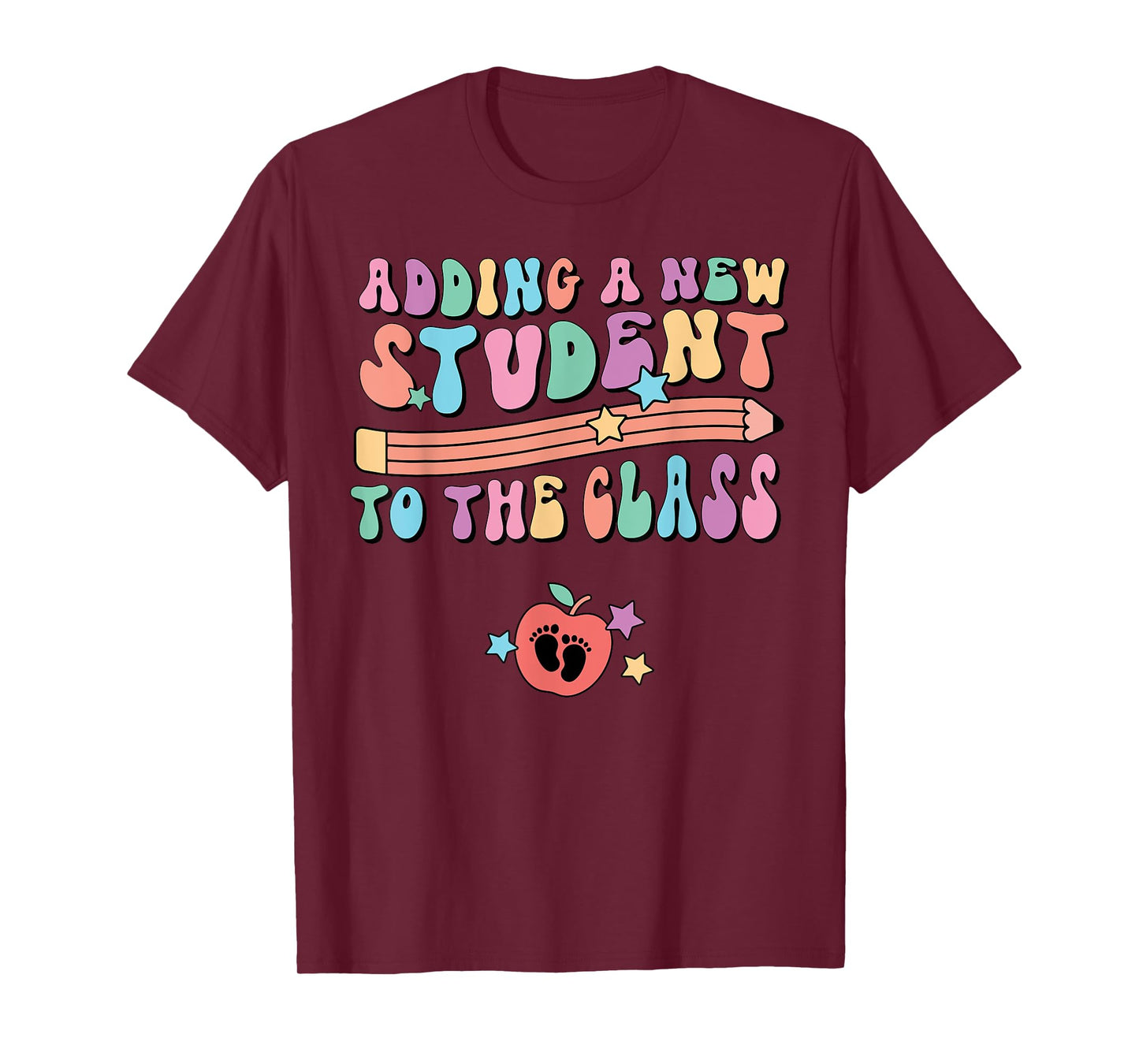 Retro Teacher Pregnancy Announcement New Student Baby Reveal T-Shirt