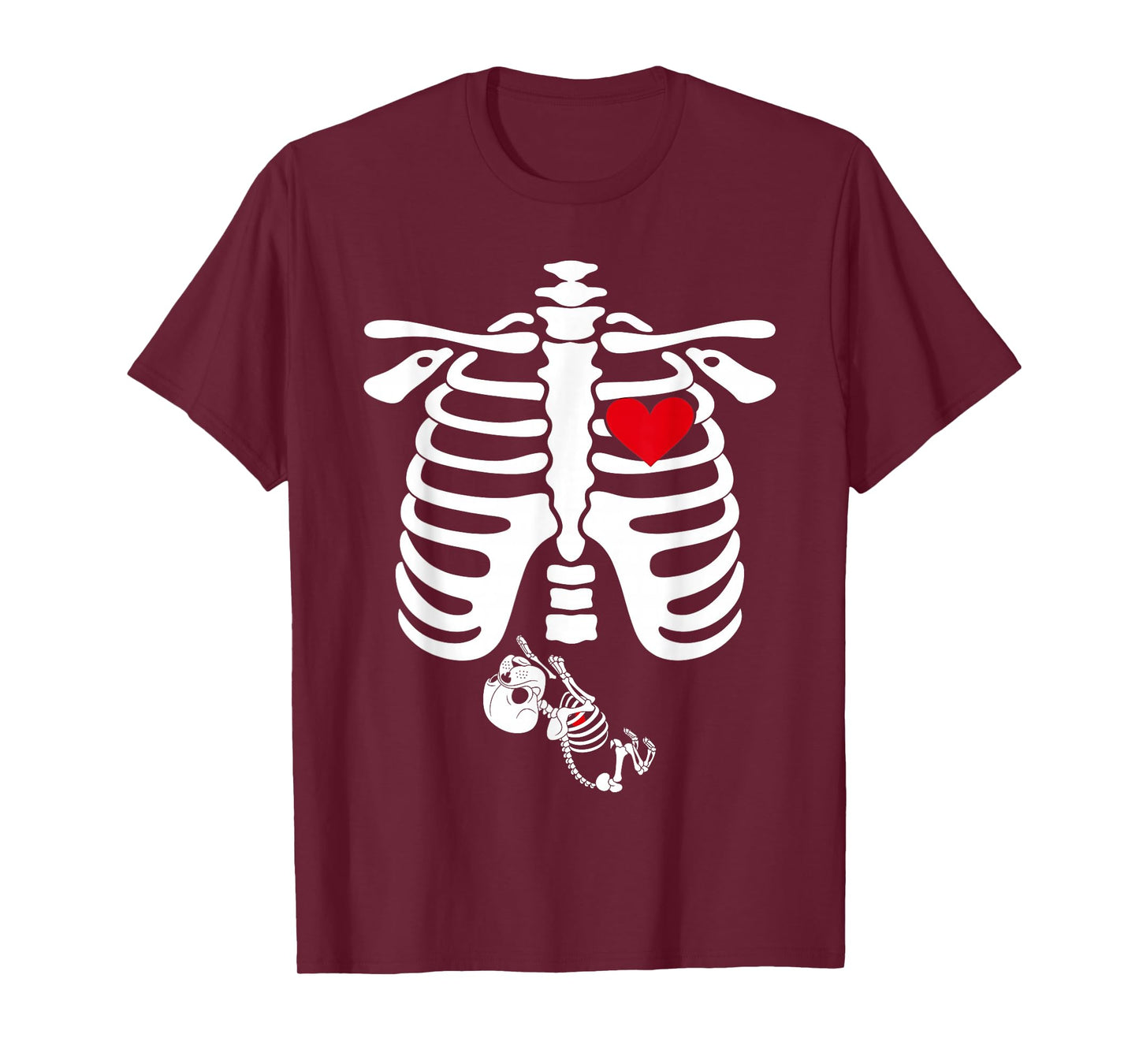 Skeleton Pregnancy Announcement English Bulldog Halloween T-Shirt