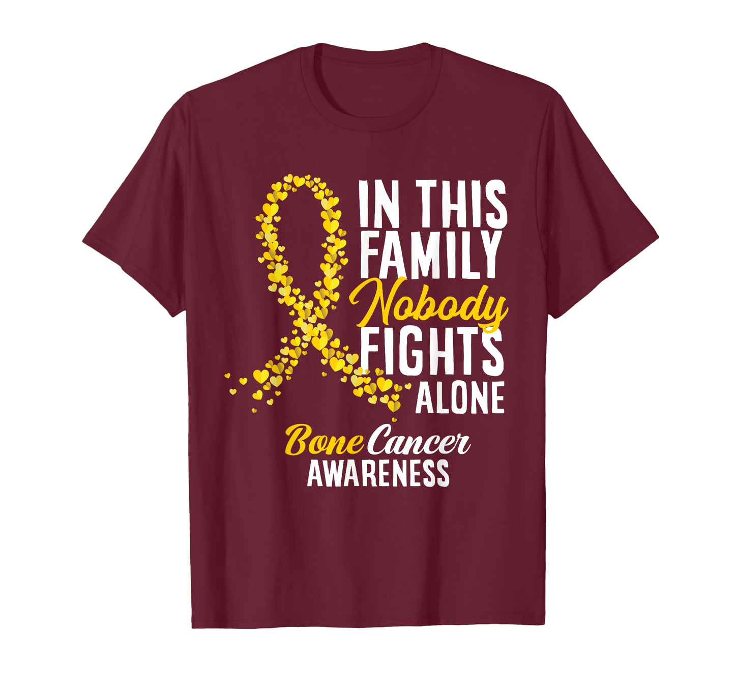 In This Family Nobody Fights Alone Bone Cancer Awareness T-Shirt