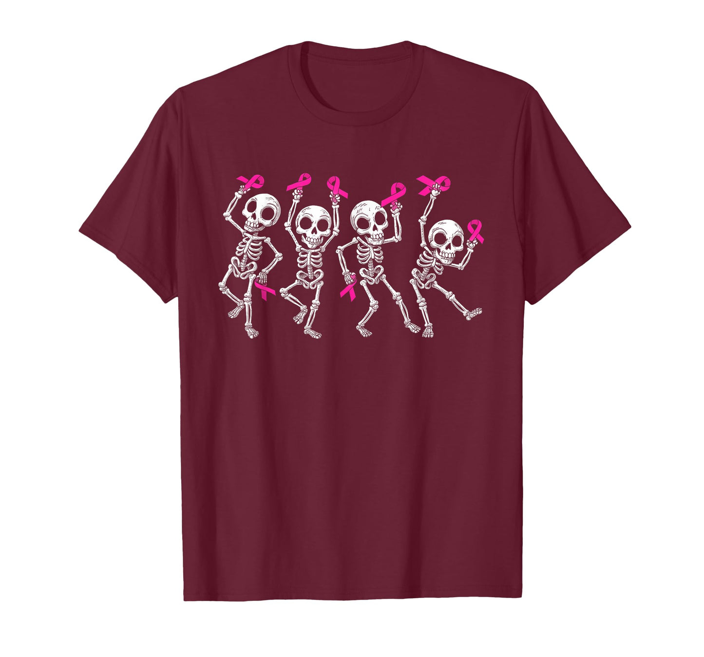Pink Ribbon Breast Cancer Awareness Skeleton Women Men Kids T-Shirt