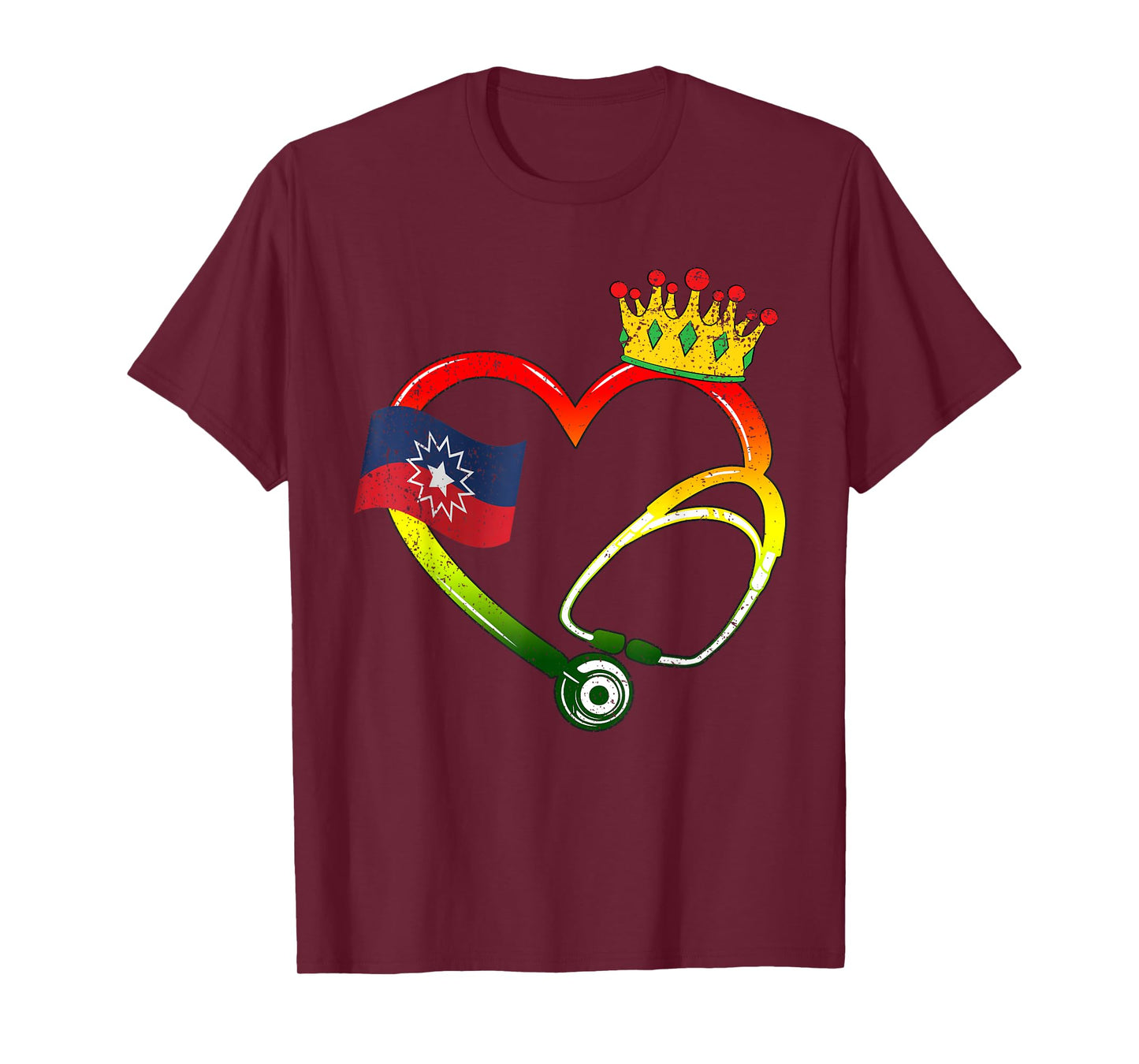 Heart Stethoscope Juneteenth Black History African Nurse T-Shirt