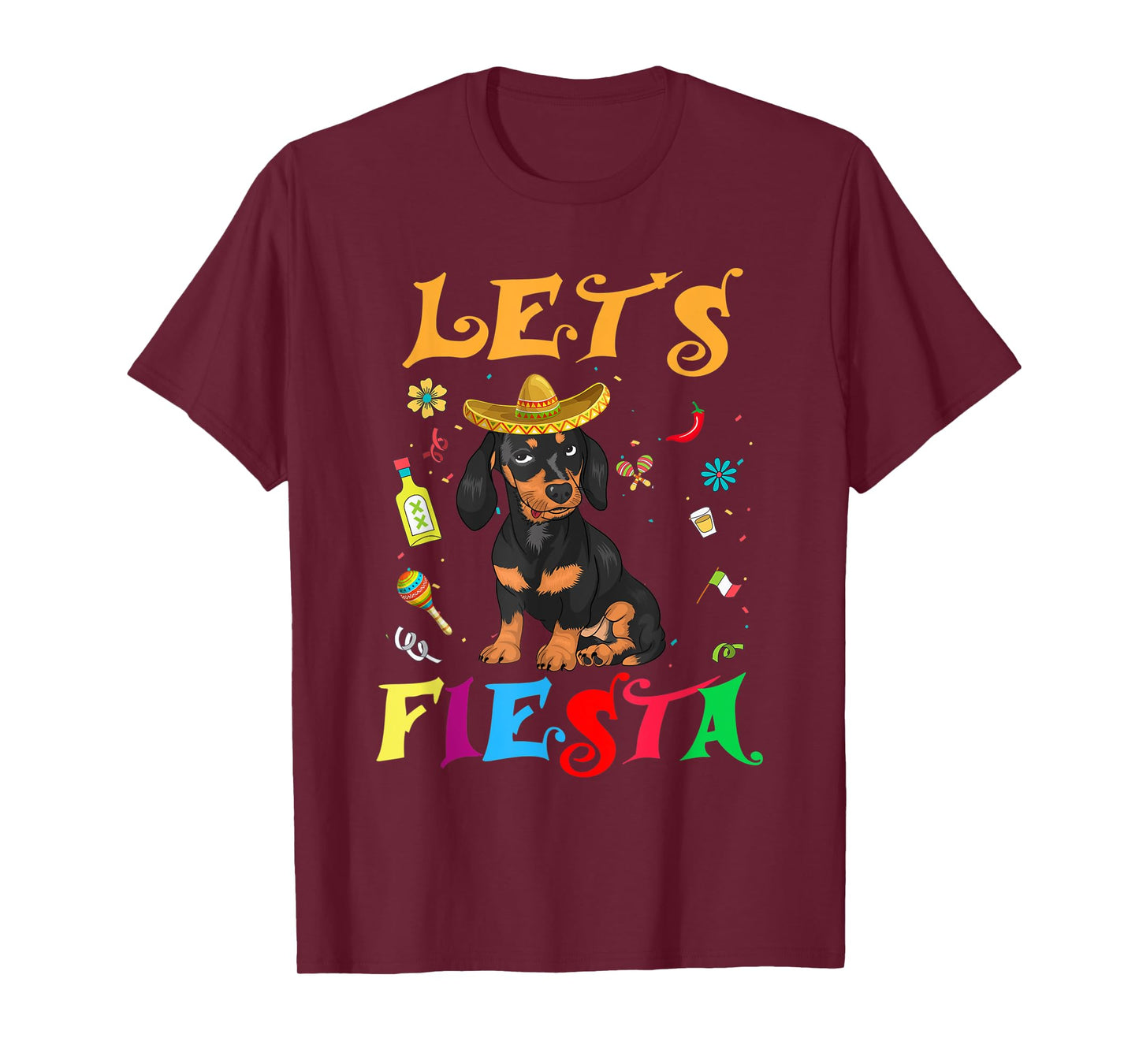 Let's Fiesta Sombrero Dachshund Dog Mexican Cinco De Mayo T-Shirt