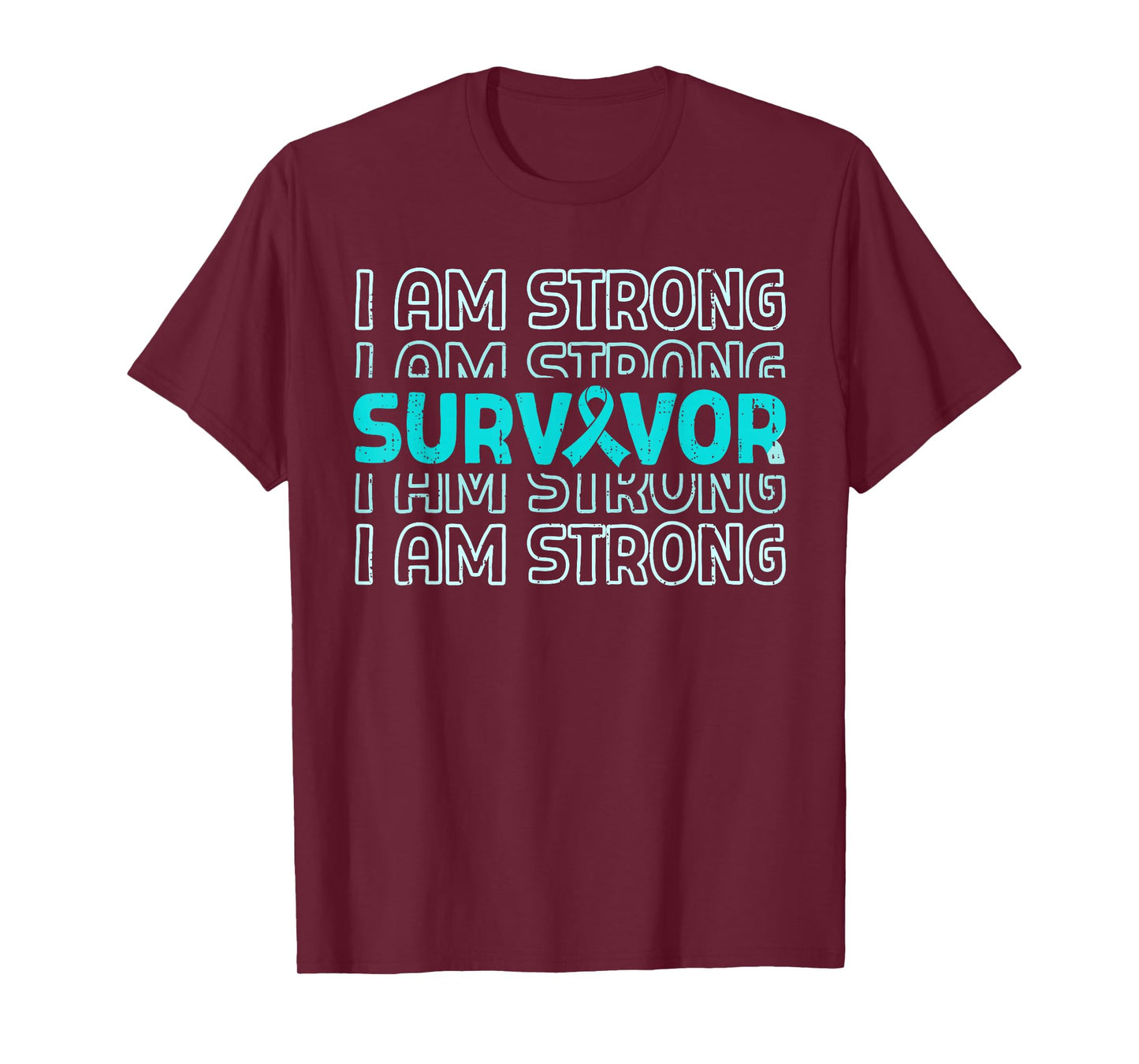 Survivor Ovarian Cancer Awareness Warrior Ribbon Teal T-Shirt