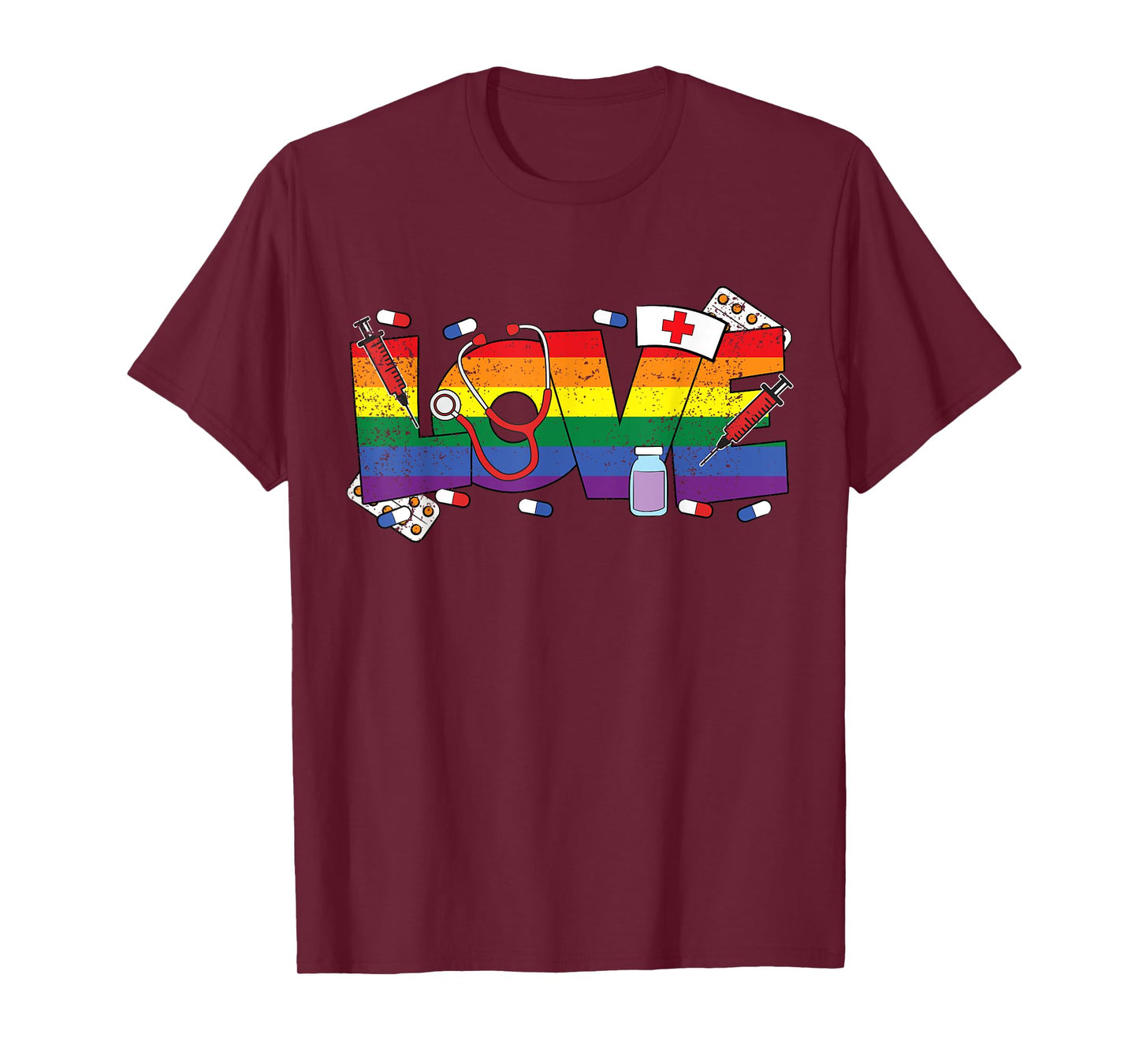 Gay Nurse LGBT-Q Pride Rainbow Flag RN LPN Nursing T-Shirt