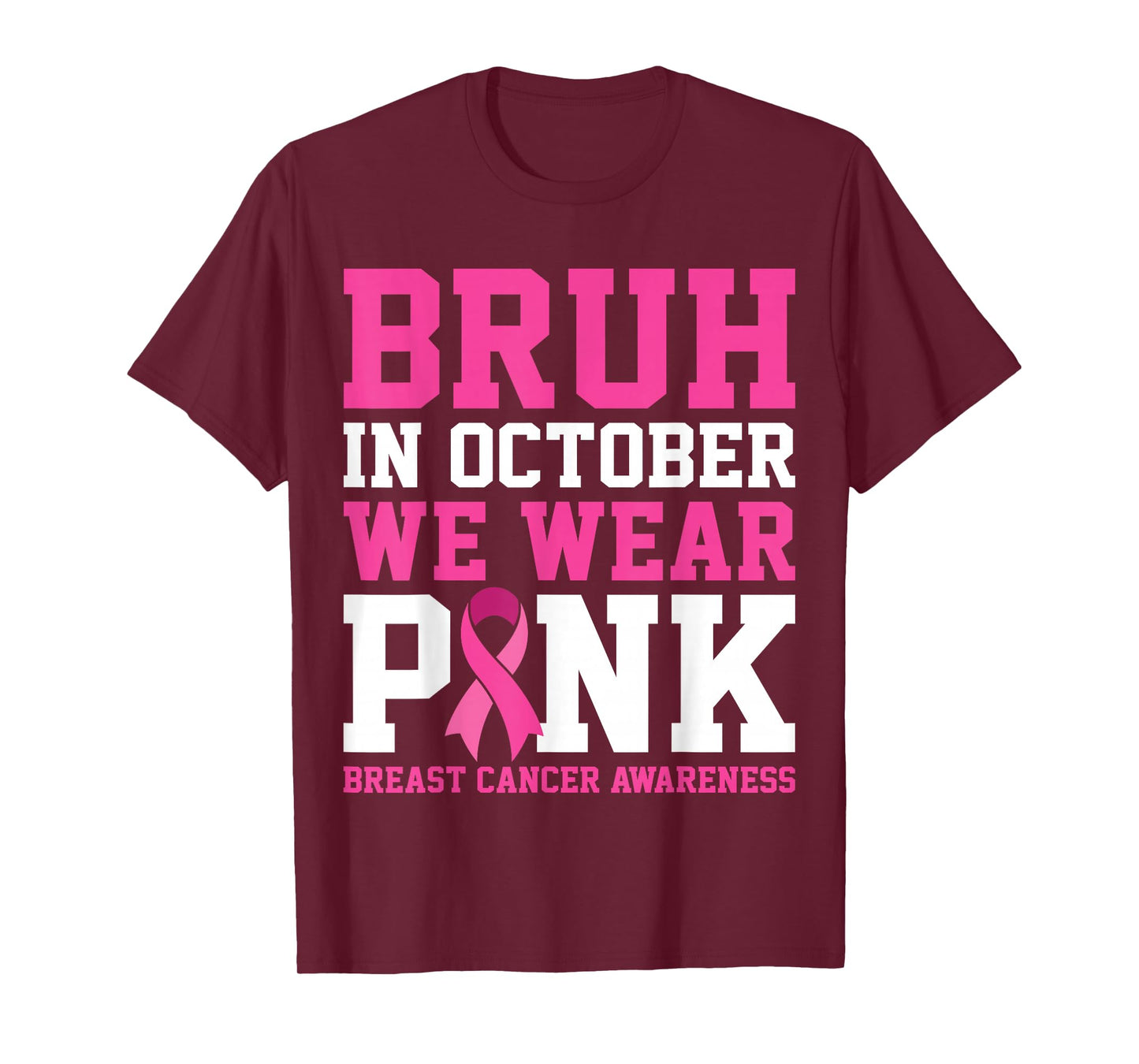 Bruh In October Wear Pink Breast Cancer Awareness Kids Boys T-Shirt