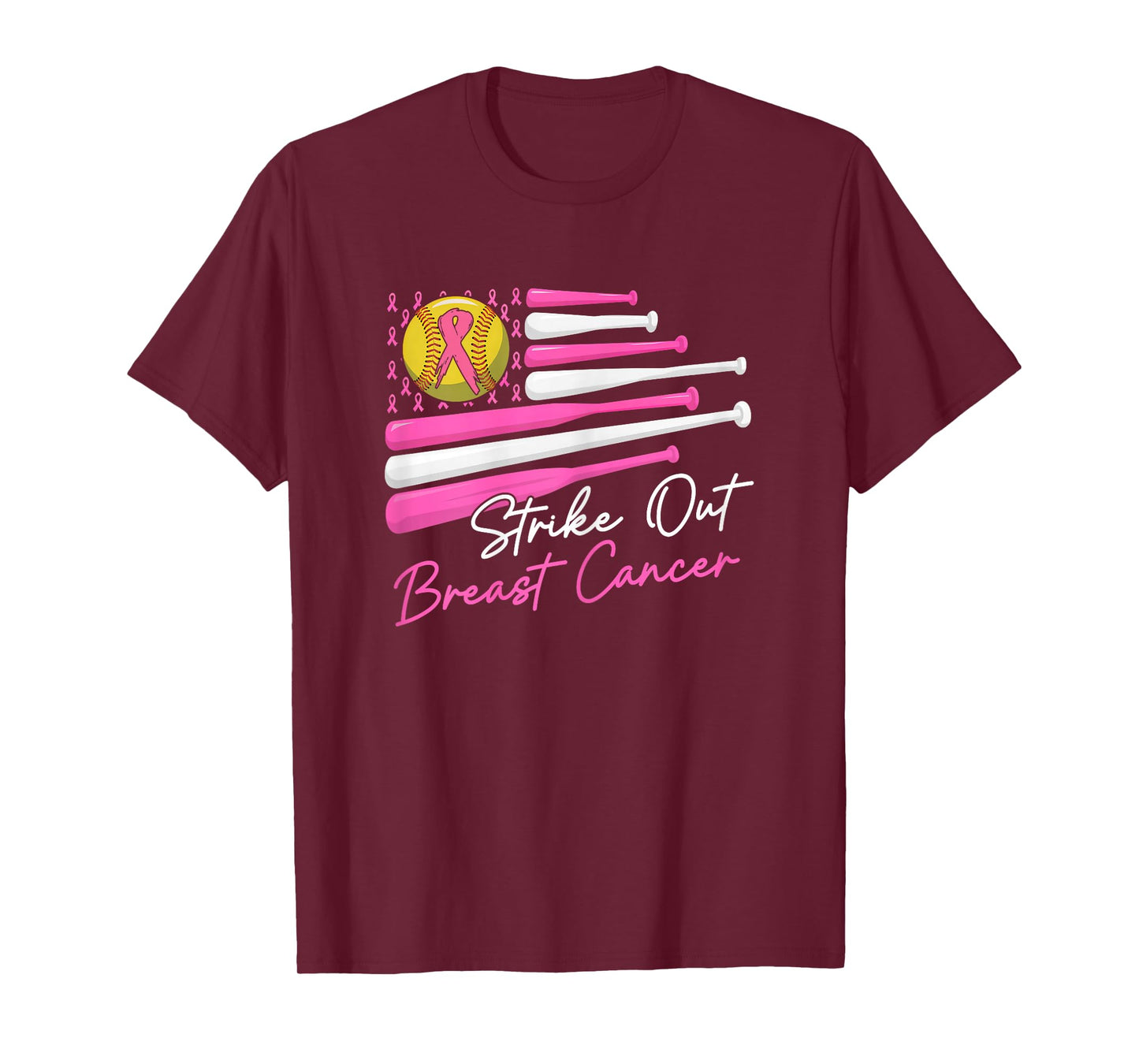 Strike Out Breast Cancer Softball Fight Awareness Men Women T-Shirt