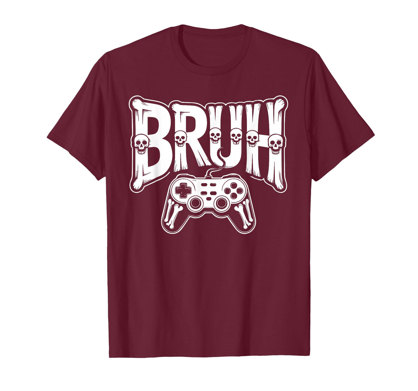 Halloween Skeleton Gamer Bruh Funny Video Gaming Boys Kids T-Shirt