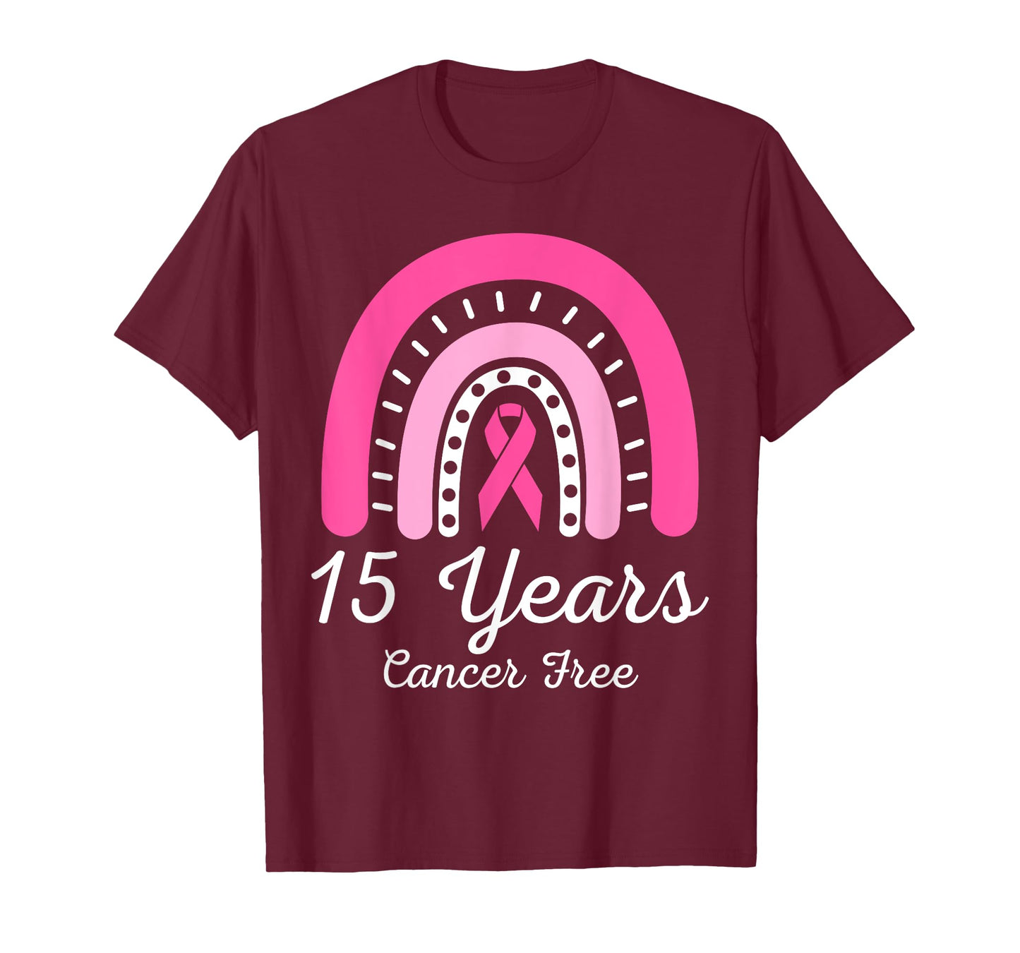 15 Years Cancer Free Survivor Breast Cancer Awareness Ribbon T-Shirt