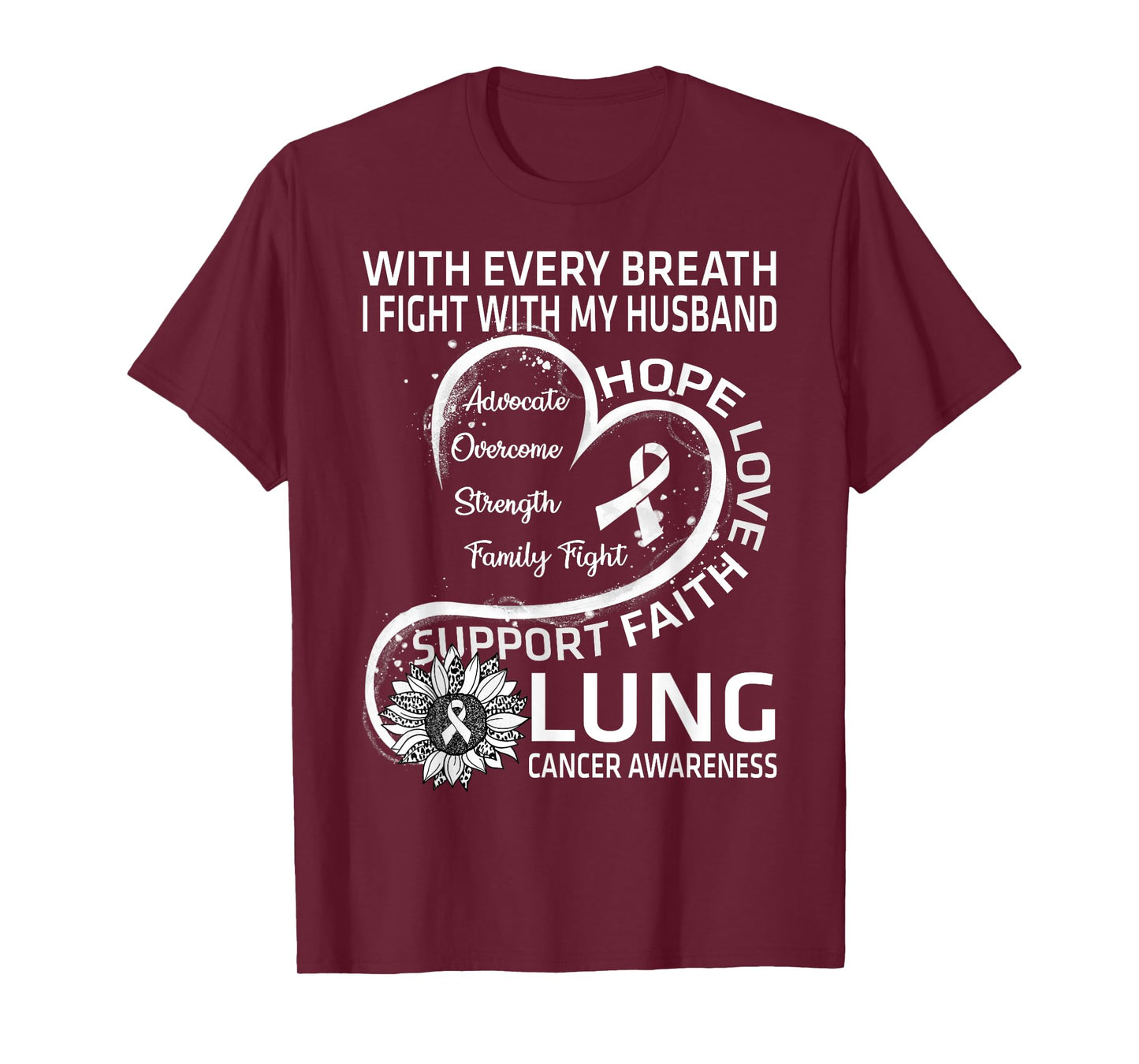 Lung Cancer Awareness Gift Husband Lung Cancer Ribbon T-Shirt