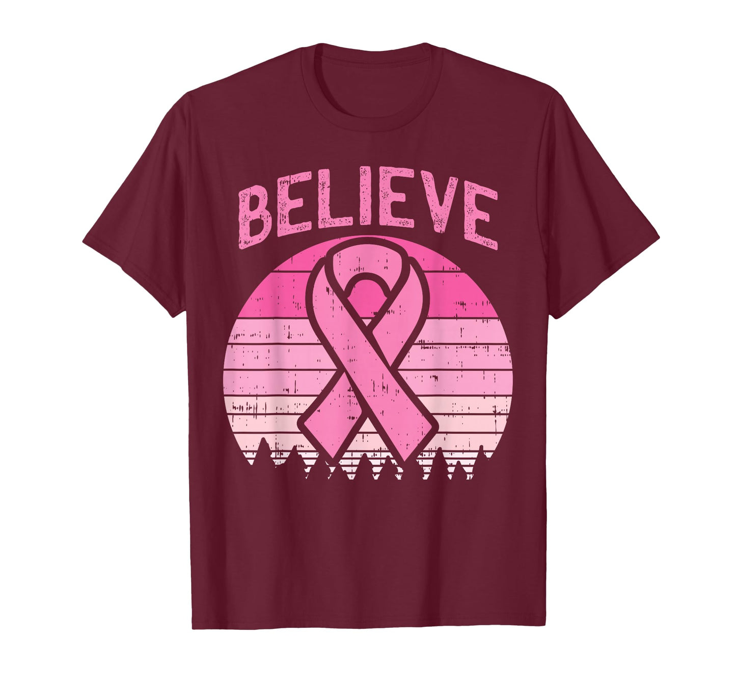 Believe Breast Cancer Awareness Pink Ribbon Women Survivor T-Shirt