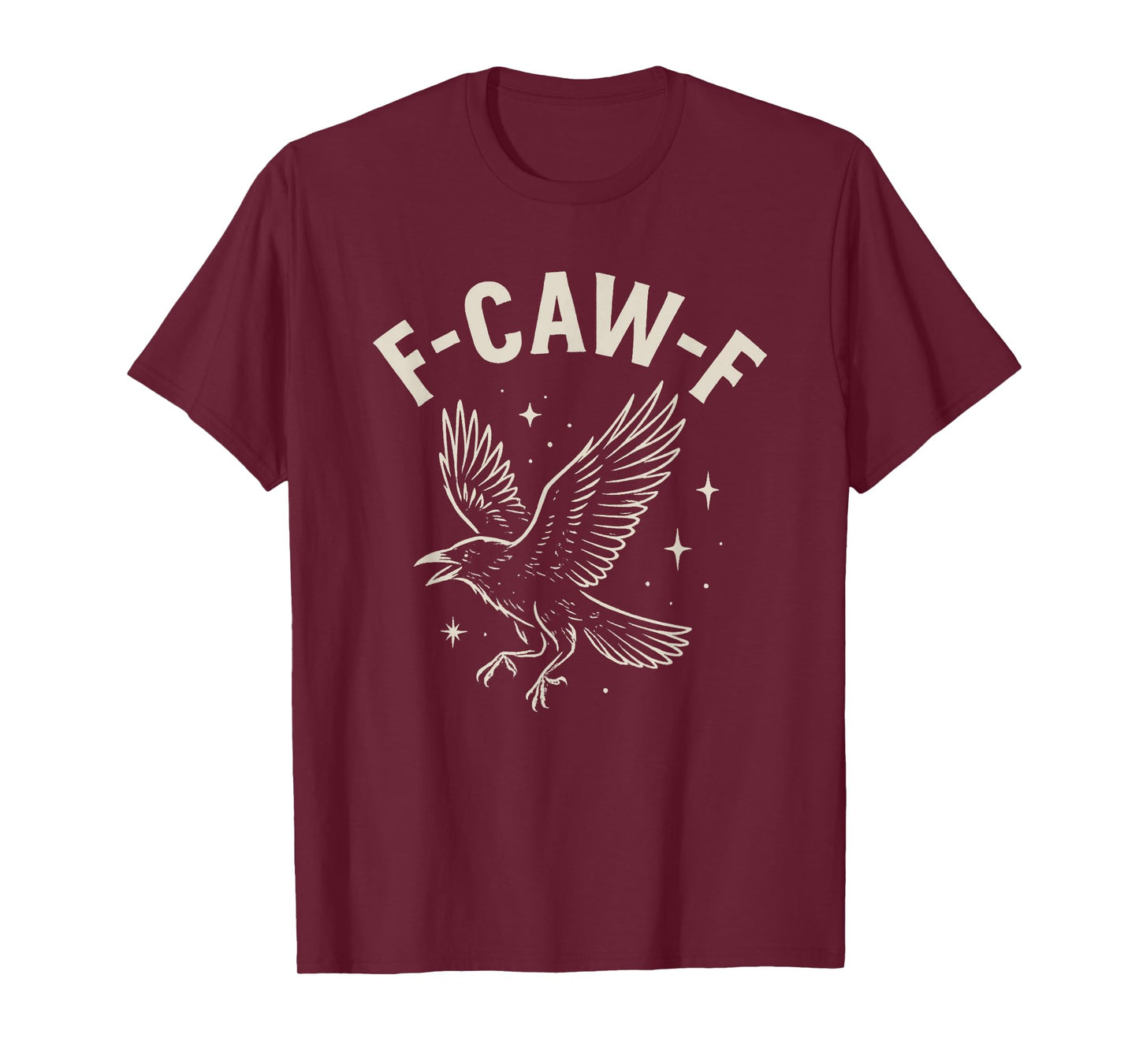 Black Crow F-Caw-F Funny Halloween Moon Gothic Adult Humor T-Shirt