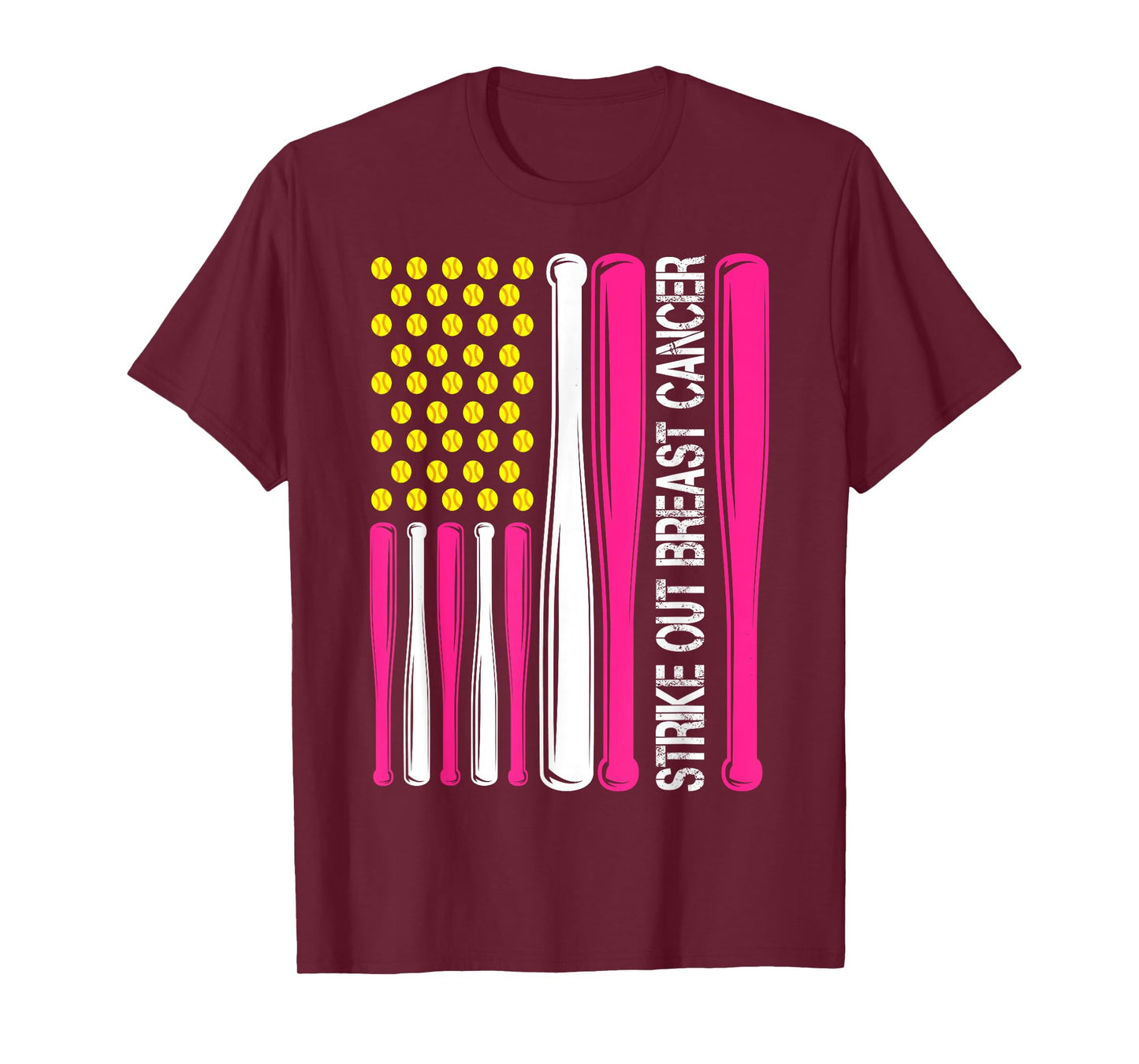 Strike Out Breast Cancer Softball Fight Awareness Men Women T-Shirt