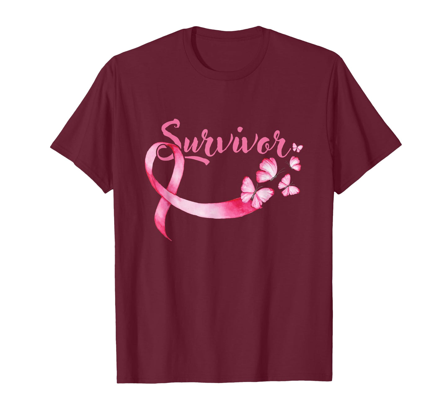 Breast Cancer Awareness Pink Butterflies Band Survivors T-Shirt
