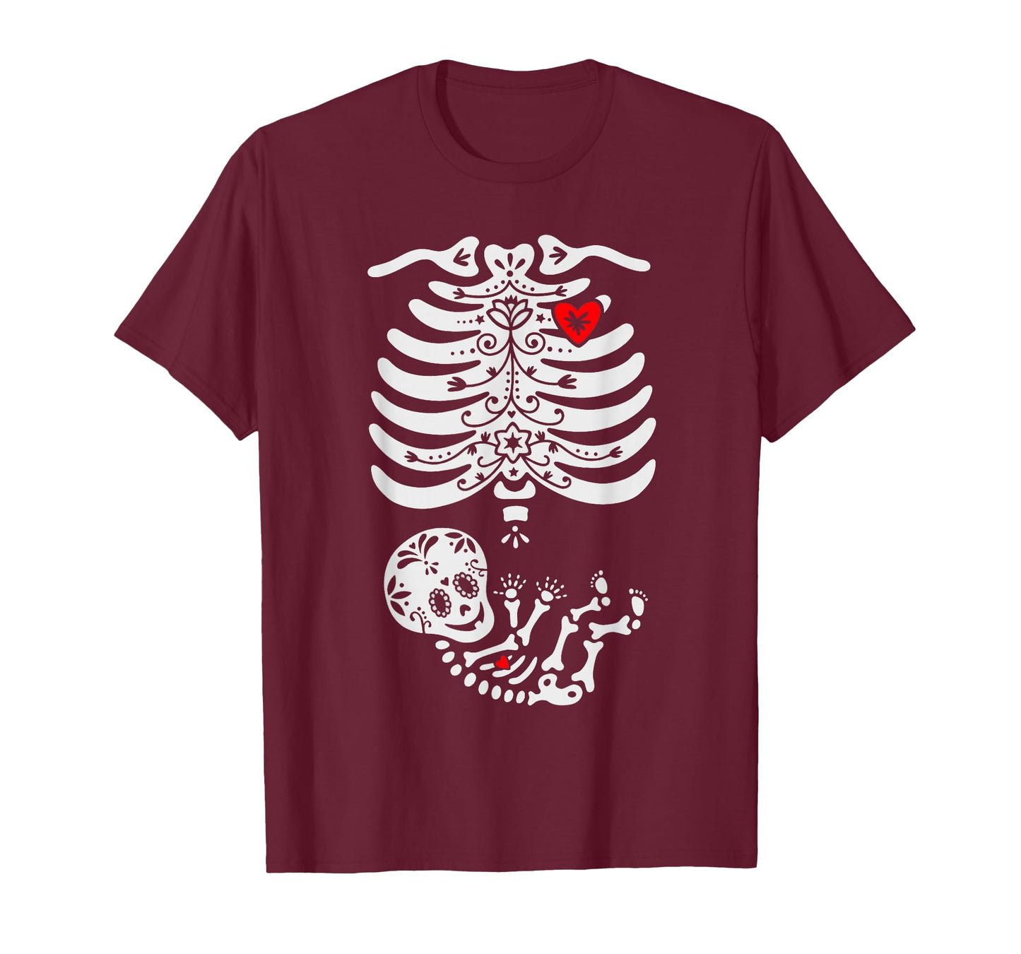 Sugar Skull Skeleton Halloween Pregnancy Annoucement Mom T-Shirt