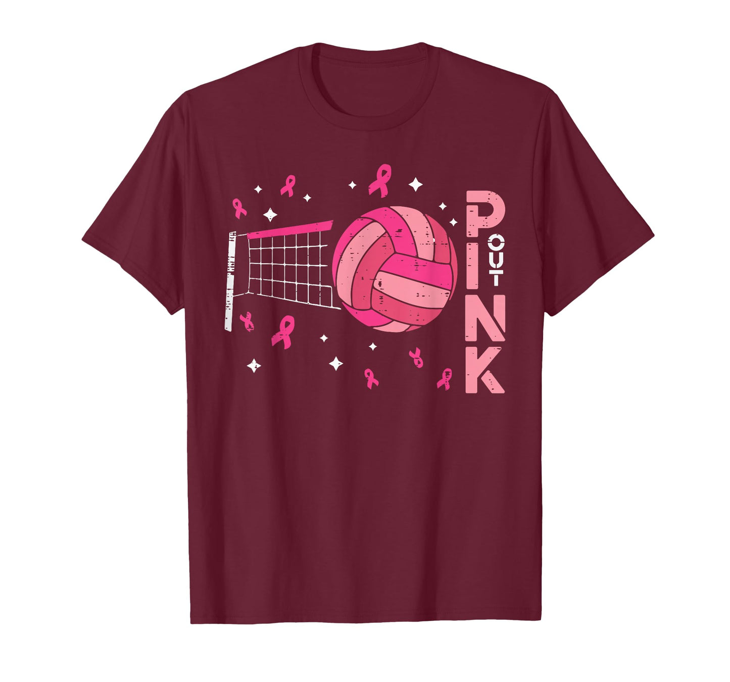 Breast Cancer Volleyball Pink Out Awareness Men Women Kids T-Shirt