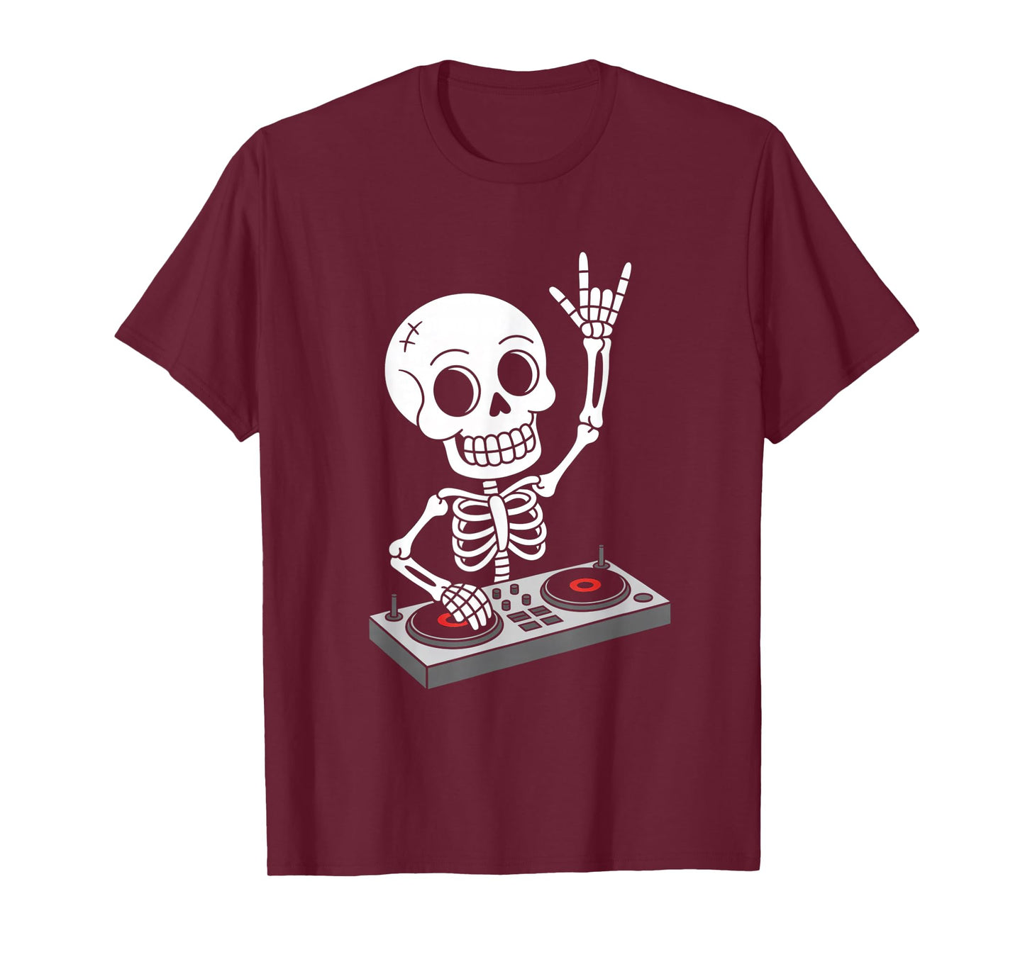 Skeleton DJ on Turntables EDM Synthesizer Rave Music Ghost T-Shirt