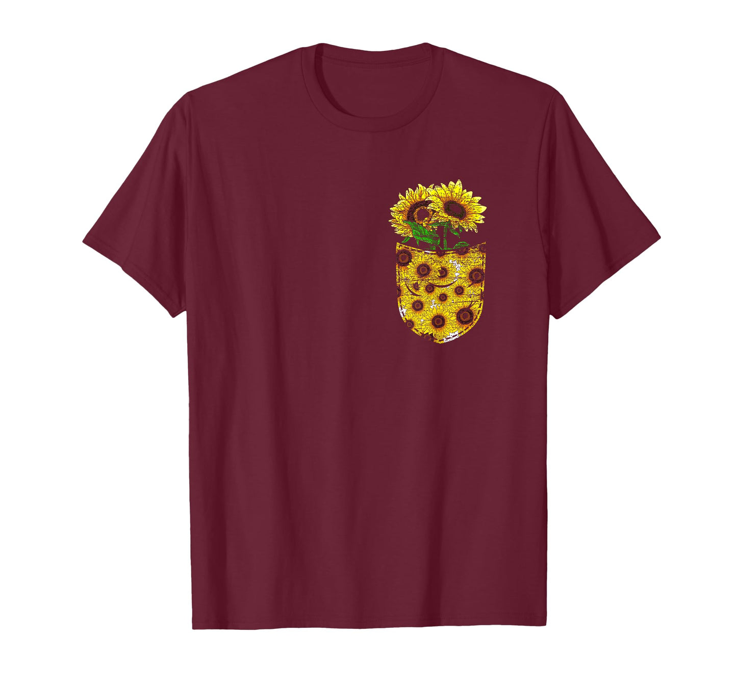 Blossom Yellow Flower Florist Floral Cute Pocket Sunflower T-Shirt