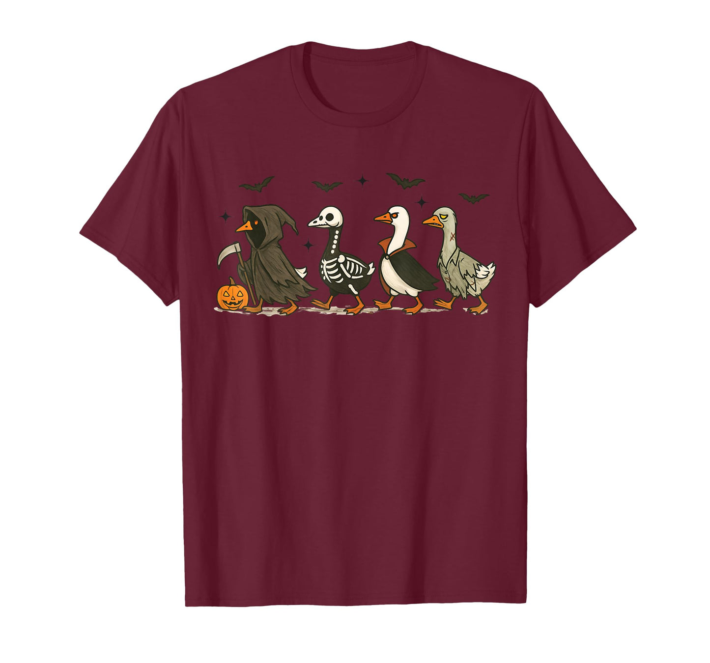 Funny Goose Parade Halloween Skeleton Vampire Zombie T-Shirt