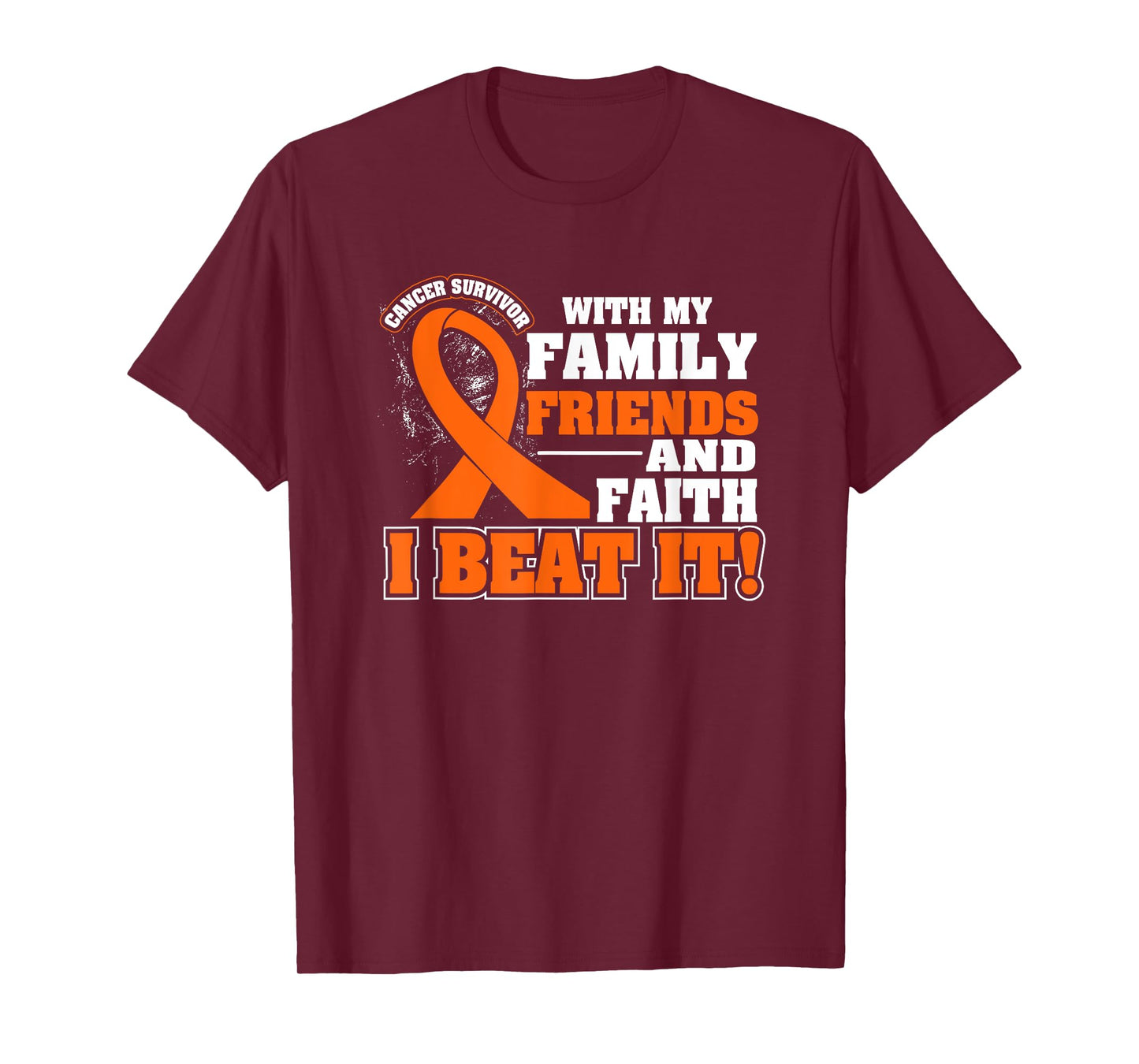 Family Faith I Beat It Leukemia Cancer Awareness Ribbon T-Shirt