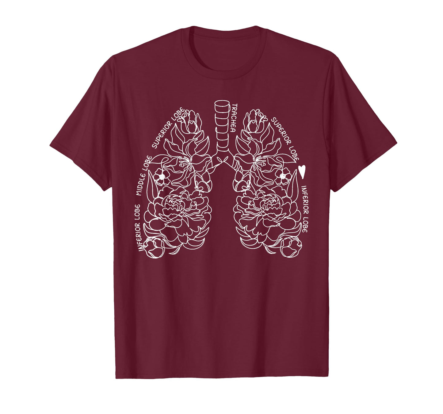 Anatomy Floral Drawing Respiratory Lungs Map Science And Art T-Shirt