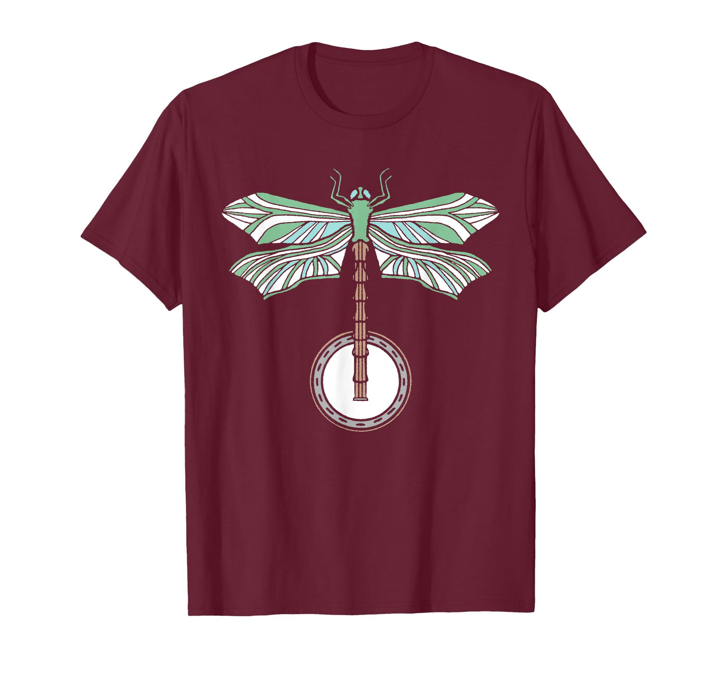 Banjo Dragonfly Artistic Illustration Vintage Retro Graphic T-Shirt