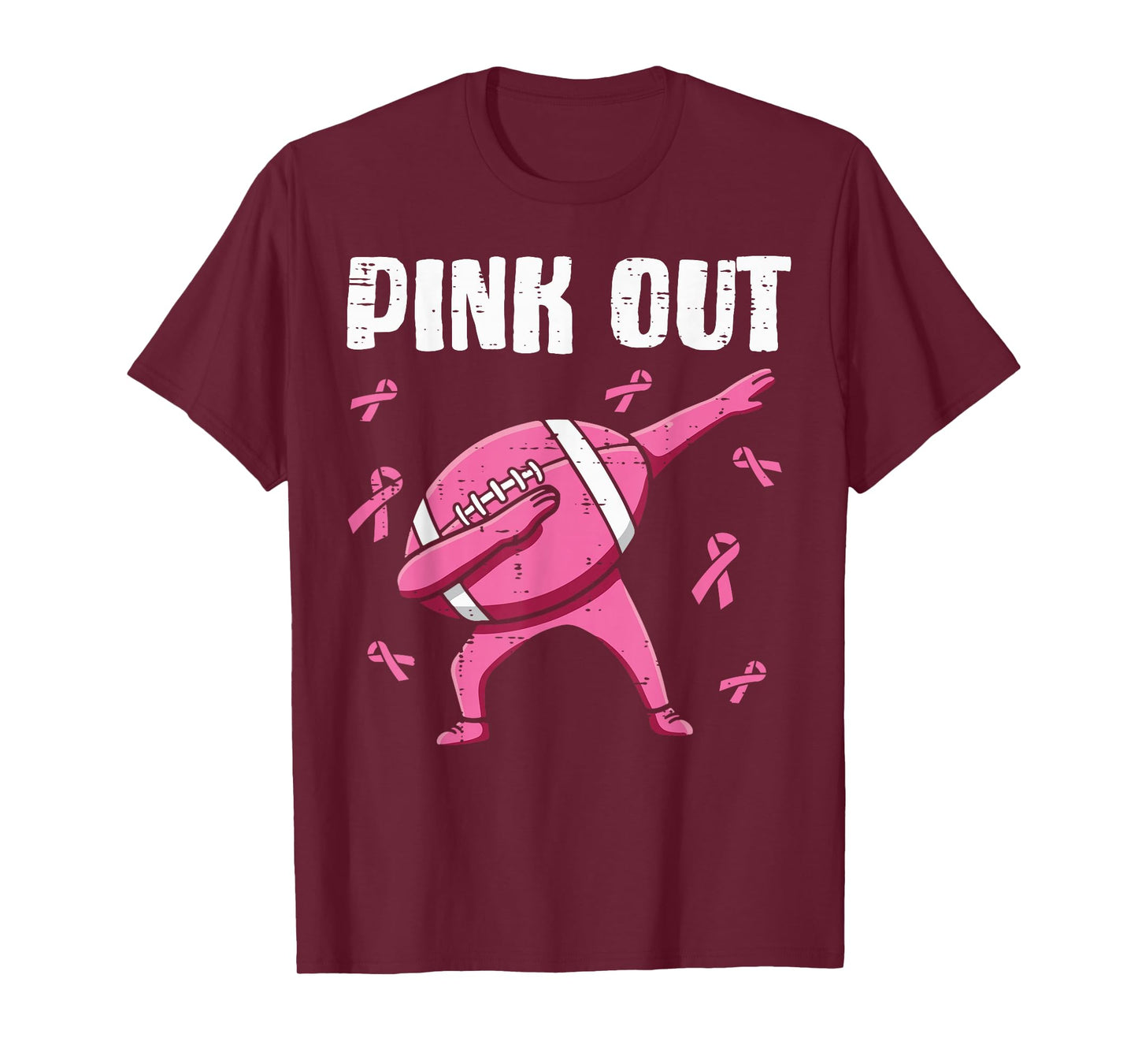 Breast Cancer Football Dab Pink Out Awareness Boys Girl Kids T-Shirt