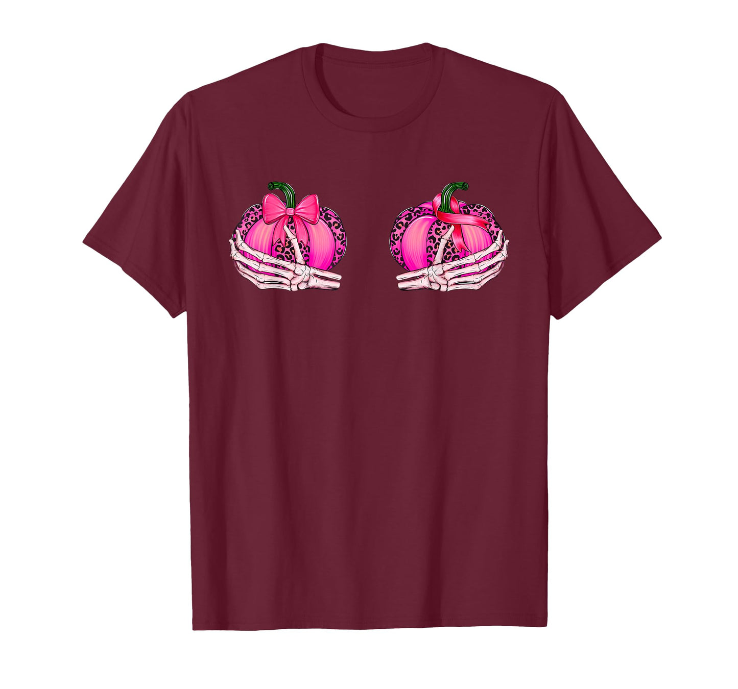 Skeleton Hand Breast Cancer Awareness Save The Pumpkins Boob T-Shirt