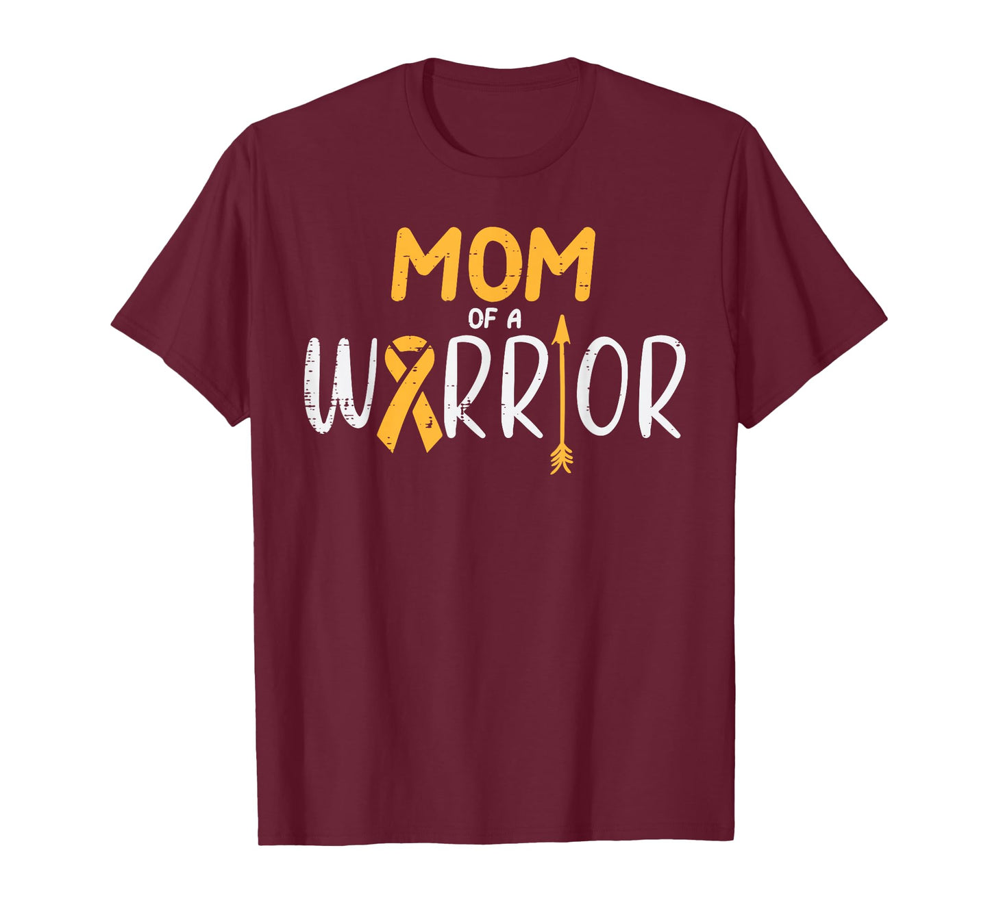 Mom Of A Warrior Childhood Cancer Ribbon Awareness Family T-Shirt