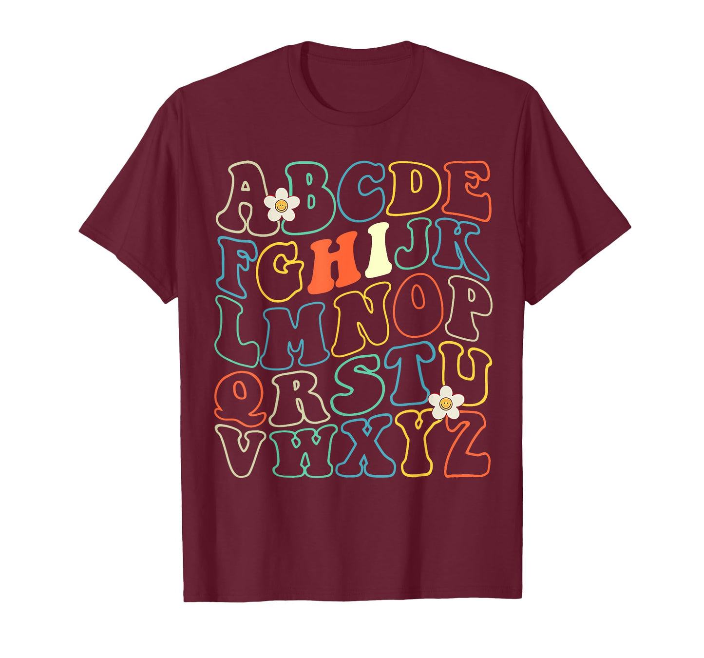 Funny Kindergarten Hi Alphabet Groovy Back To School Teacher Men Women Girls Kids T-Shirt