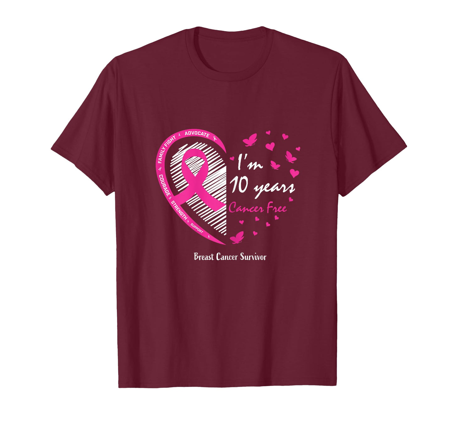 10 Year Survivor Gifts Women Mom Pink Breast Cancer Survivor T-Shirt