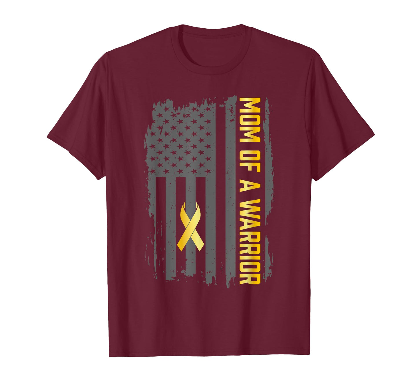 Childhood Cancer Usa Flag Mom of a Warrior Childhood Cancer T-Shirt for Women Men