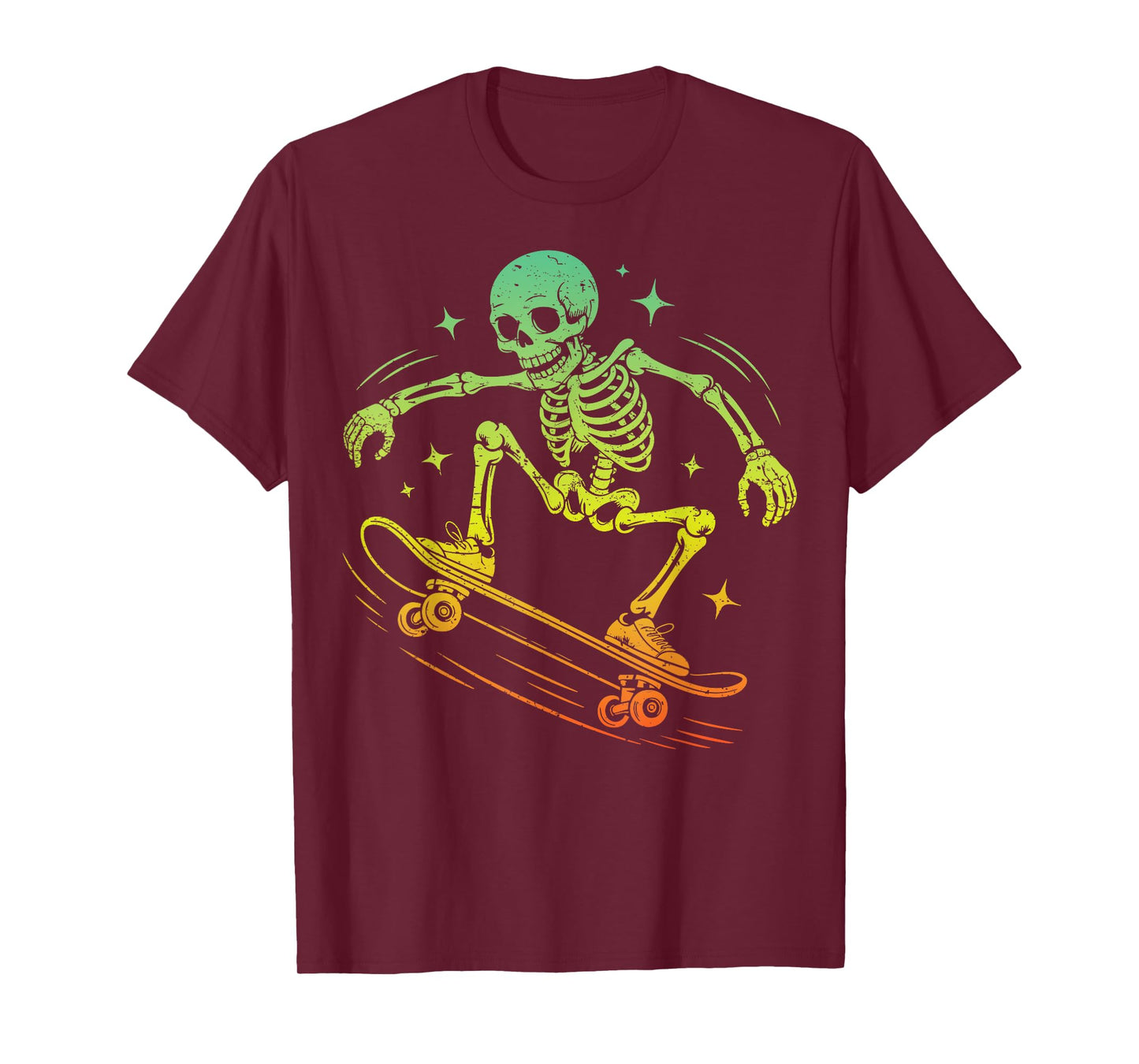 Skeleton Skate Skateboard Halloween Men Women Boys Kids T-Shirt