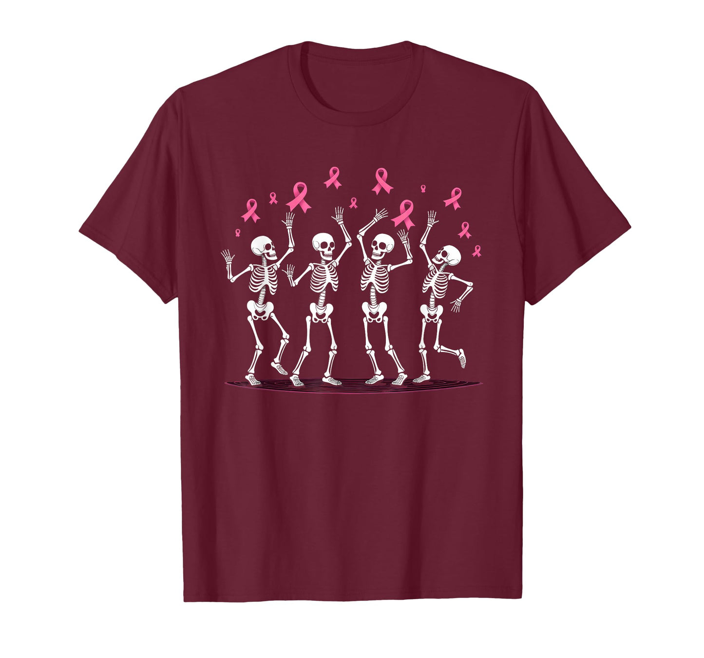 Breast Cancer Awareness Skeleton Dancing Halloween T-Shirt
