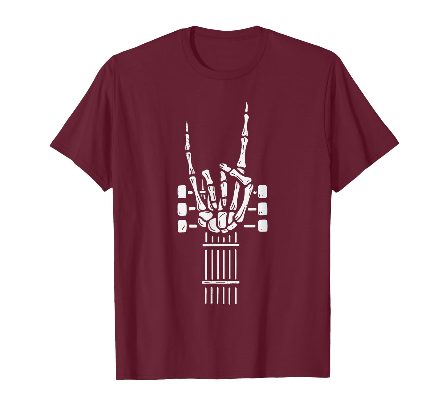 Rock On Skeleton Hand Guitar Guitarist Funny Music Halloween T-Shirt