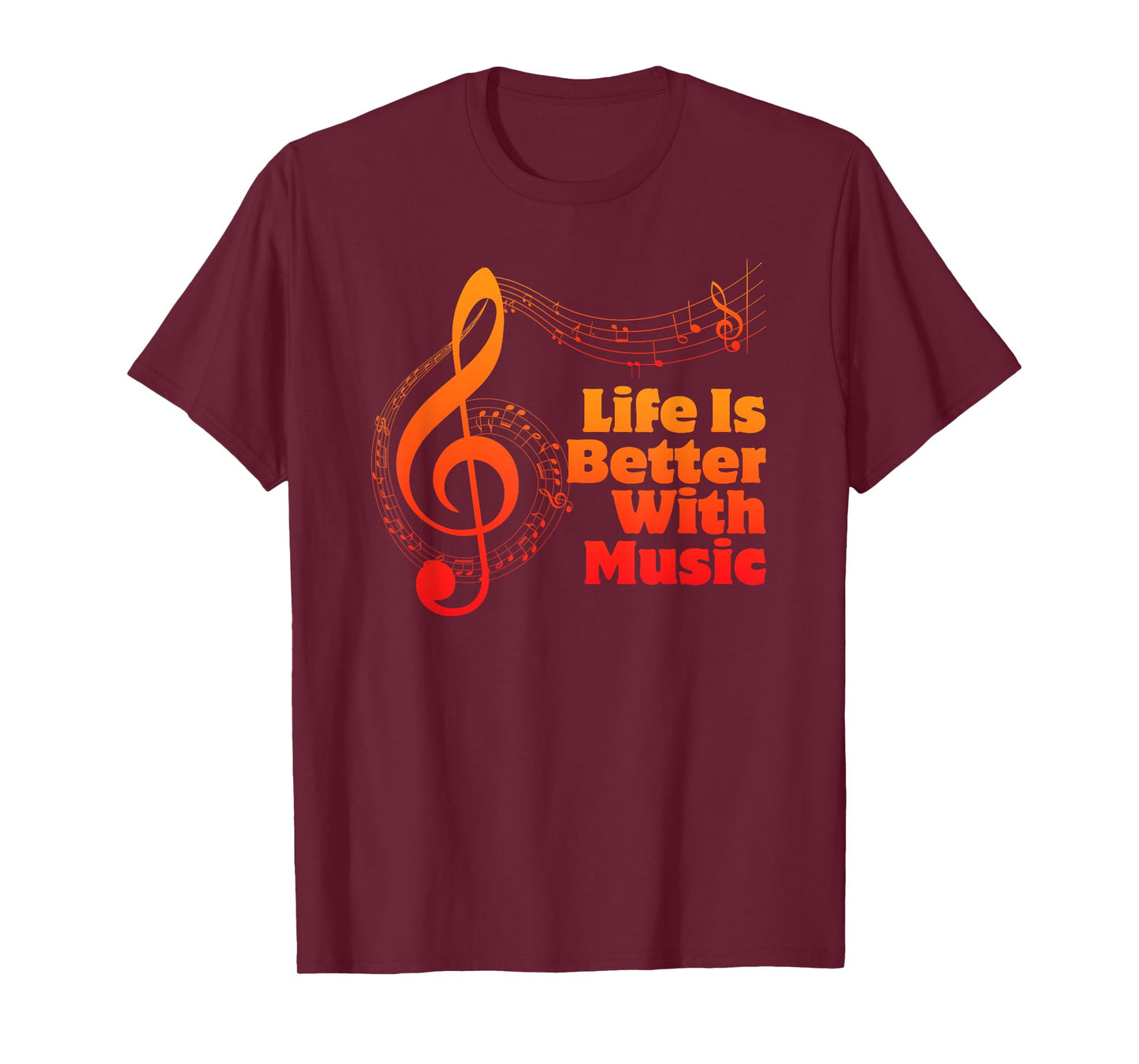 Life Is Better With Music Theory Musician Teacher Notes Clef T-Shirt