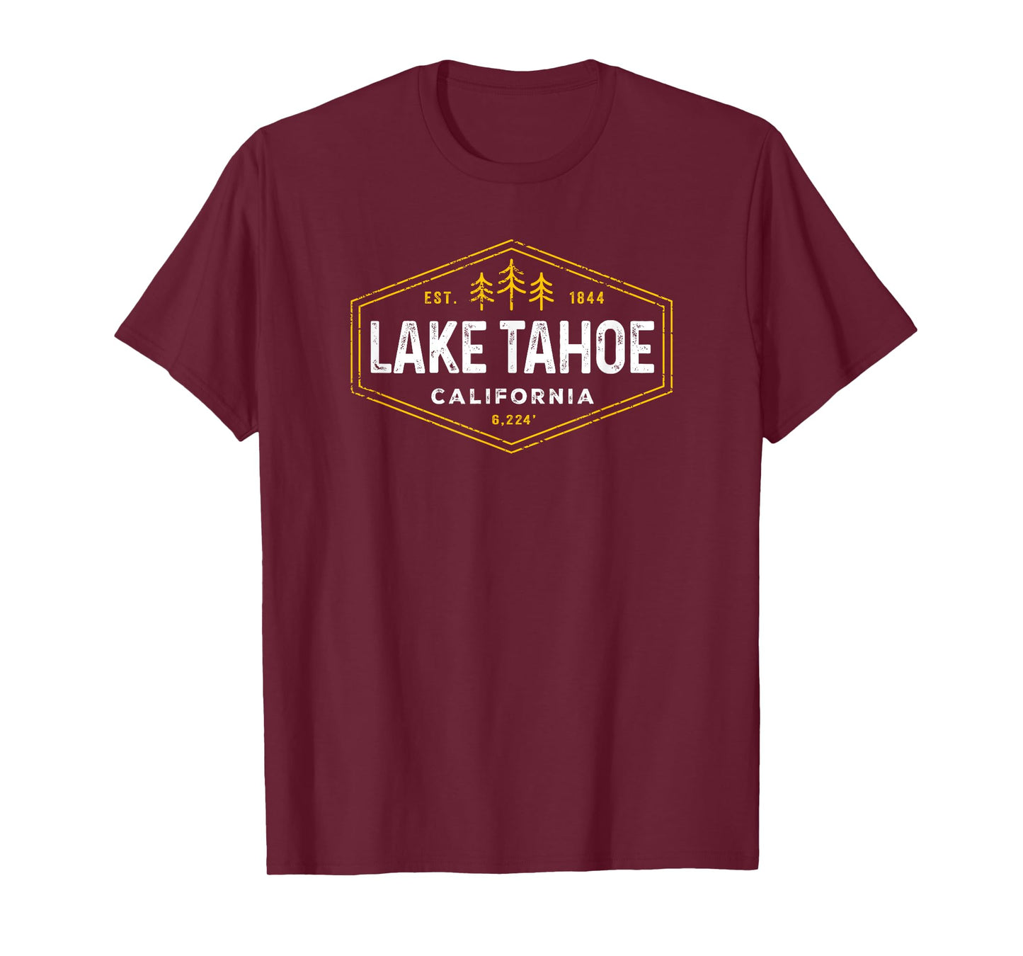 Vintage Lake Tahoe Hexagon Badge California Retro Souvenir T-Shirt