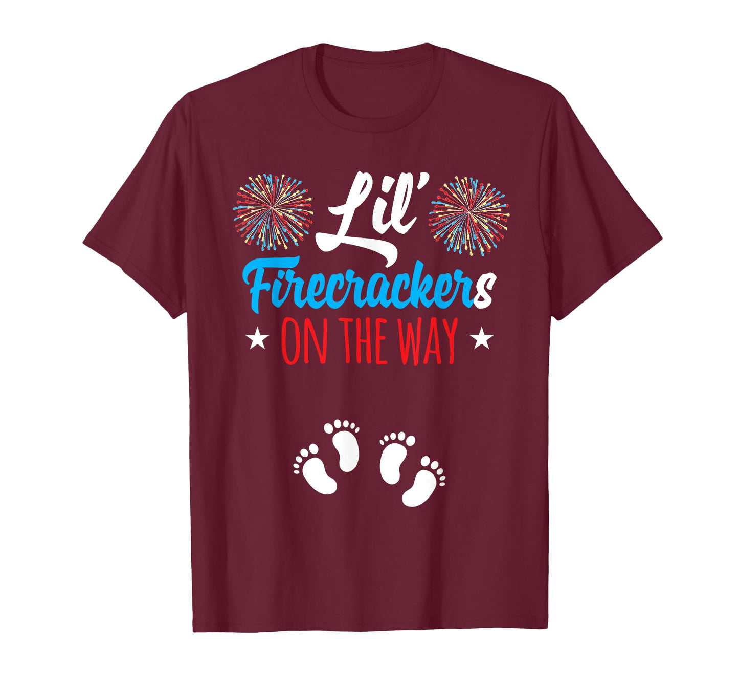 Mom of Twins Pregnancy Announcement 4th of July Pregnancy T-Shirt