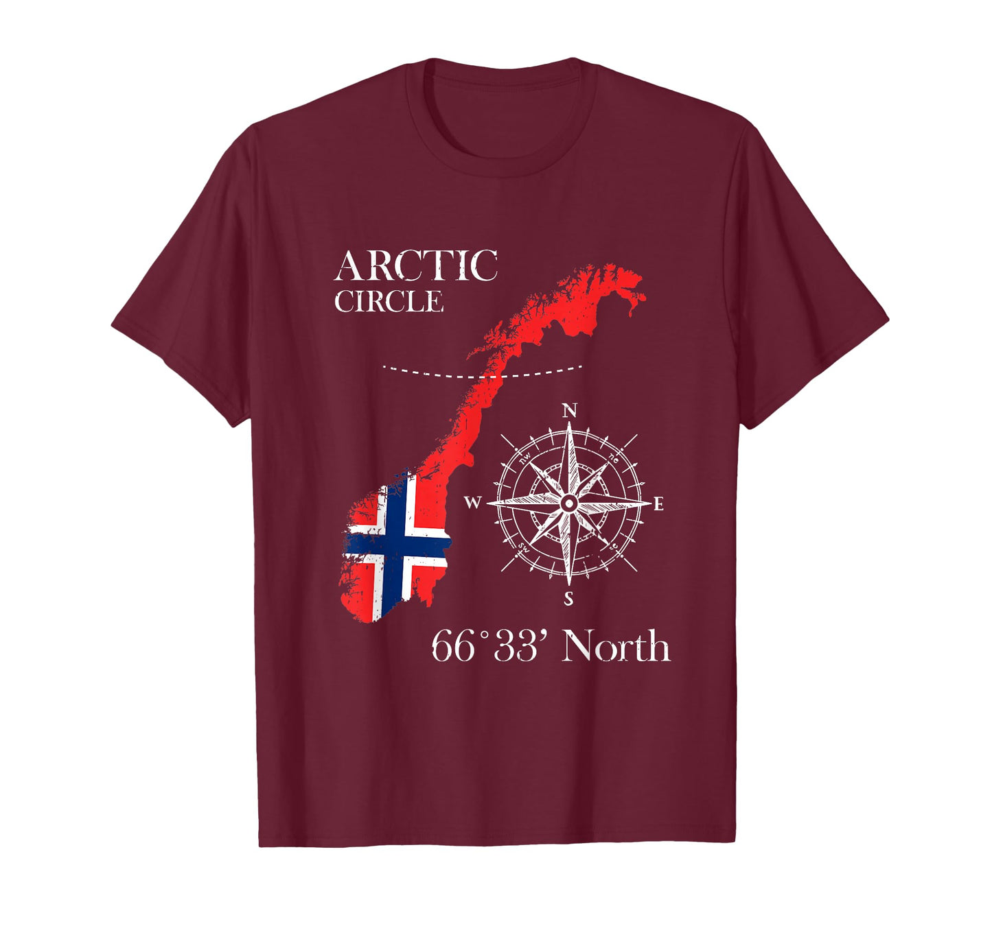 Norway Scandinavia Hiking Camper Fishing Norge - Arctic Circle Polar North Norwegian Flag T-Shirt - Unisex-Adults - Black - Small - Short Sleeve - Classic Fit - Cotton, Polyester