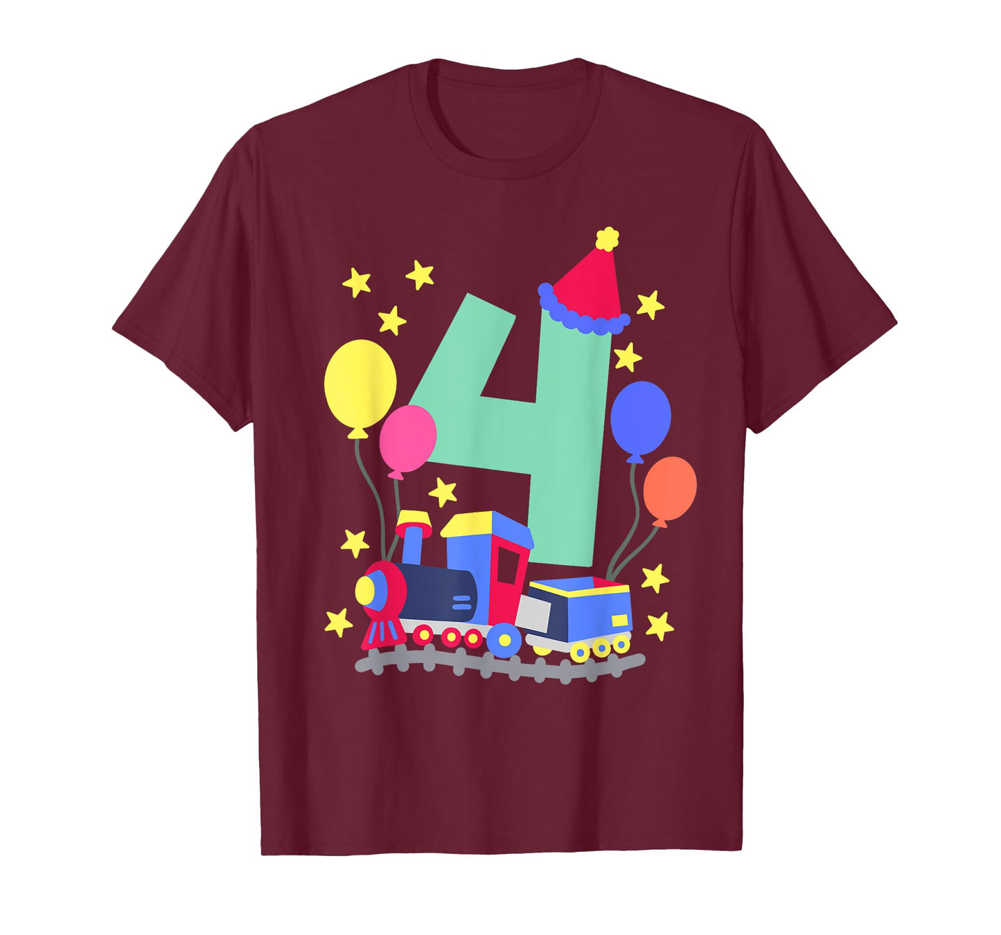 4th Birthday Train Lovers I'm 4 Boys Kids Four Years Old T-Shirt