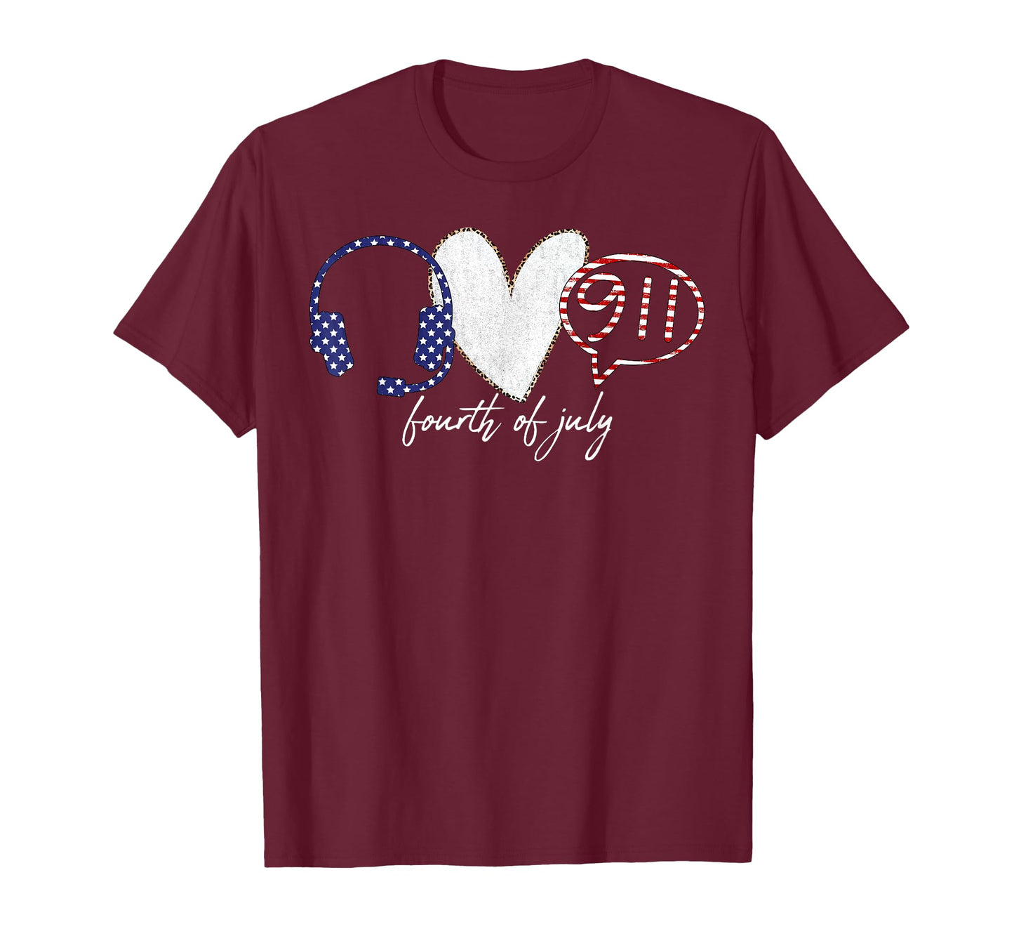 Peace Love 911 Dispatcher 4th Of July Emergency Operator T-Shirt